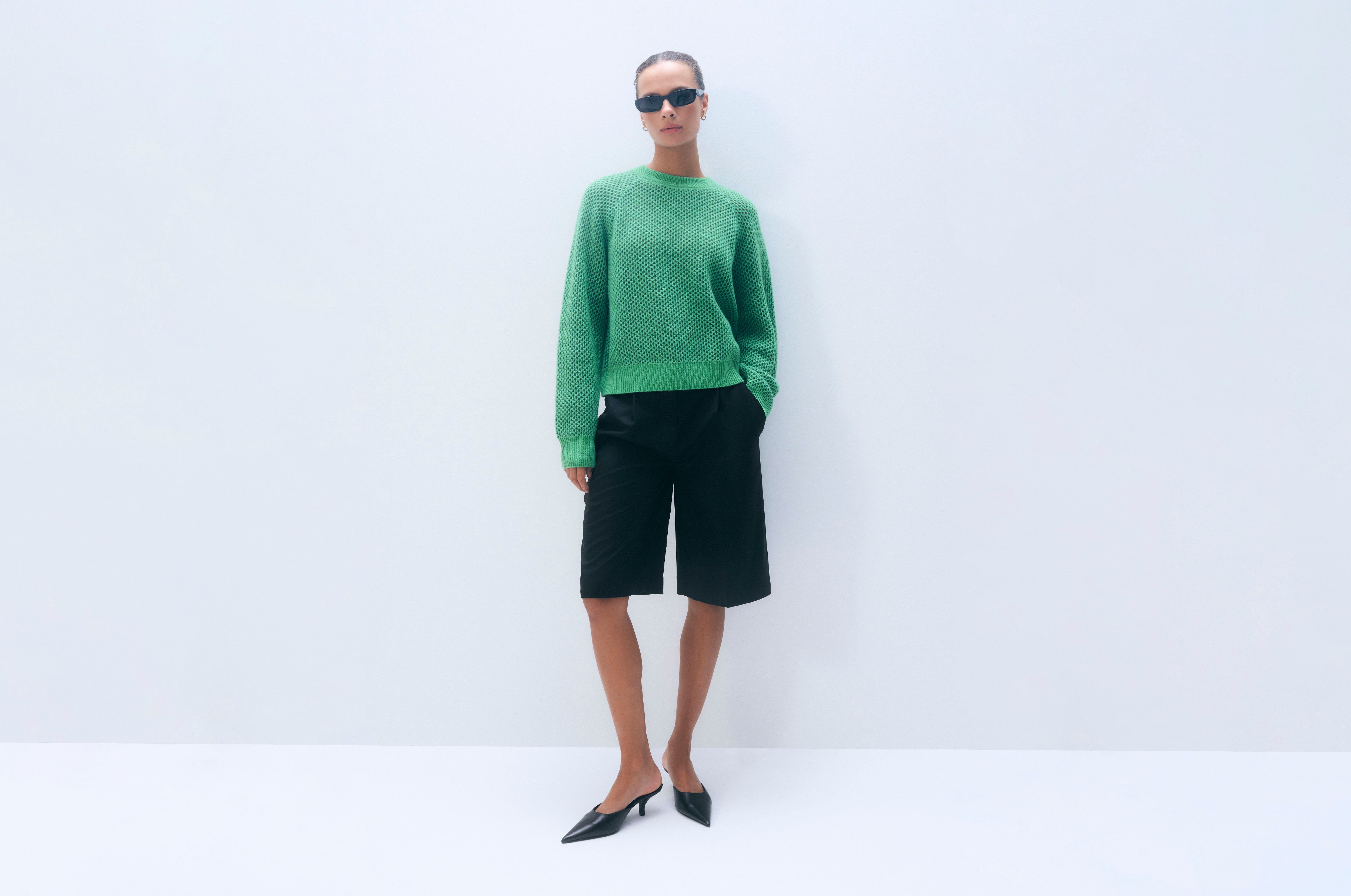 Cashmere Mesh Sweatshirt | Retro Green