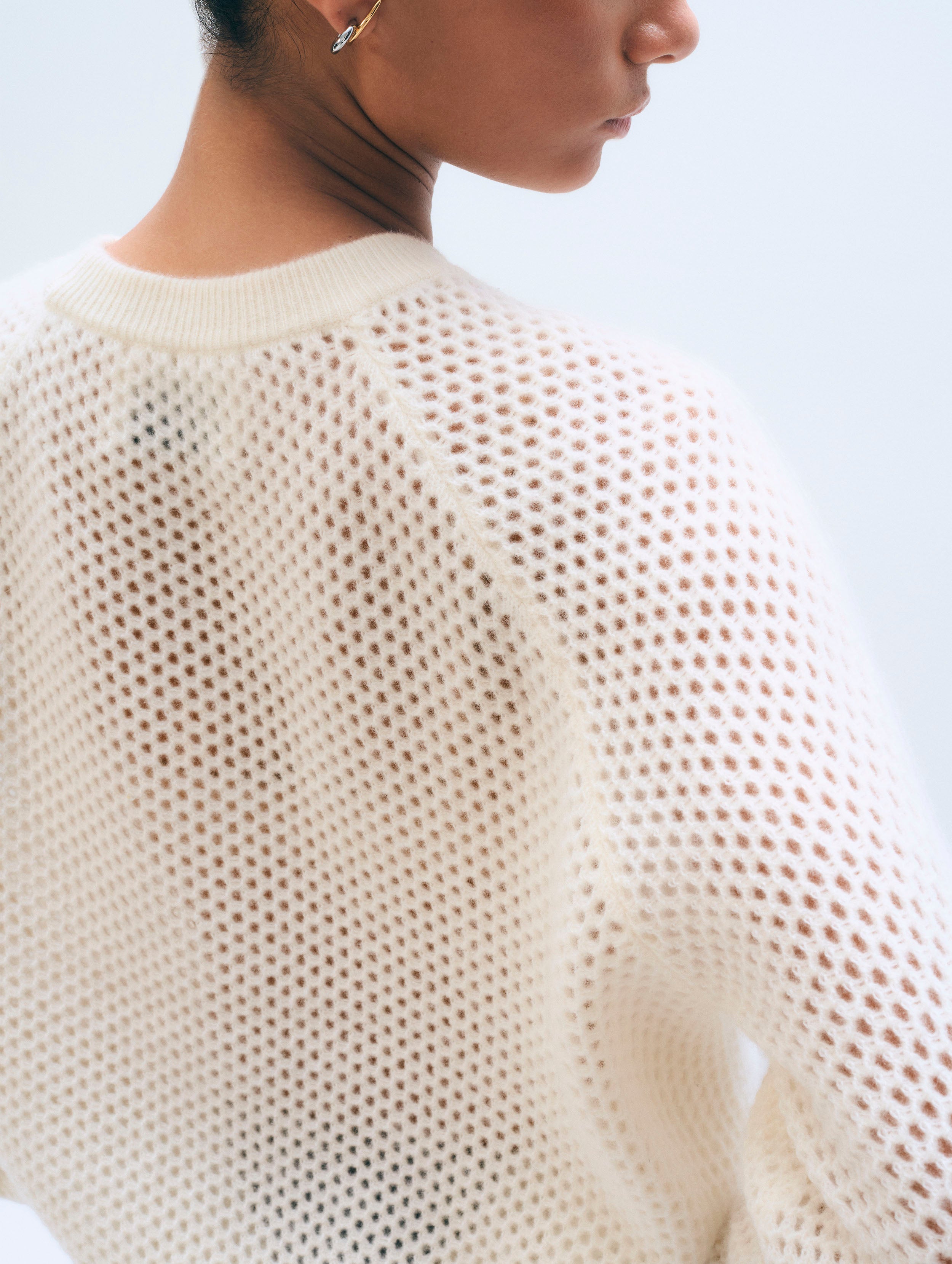 Cashmere Mesh Sweatshirt | Soft White