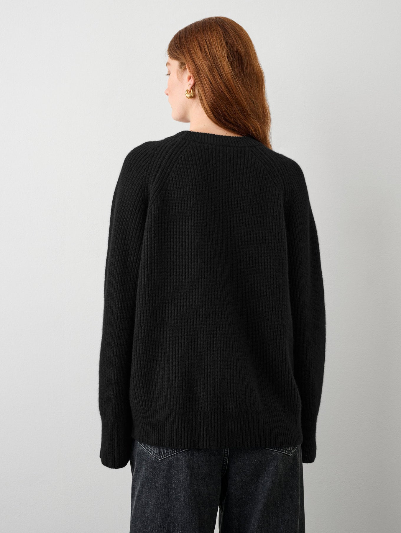 Merino Cashmere Ribbed Boyfriend Cardigan