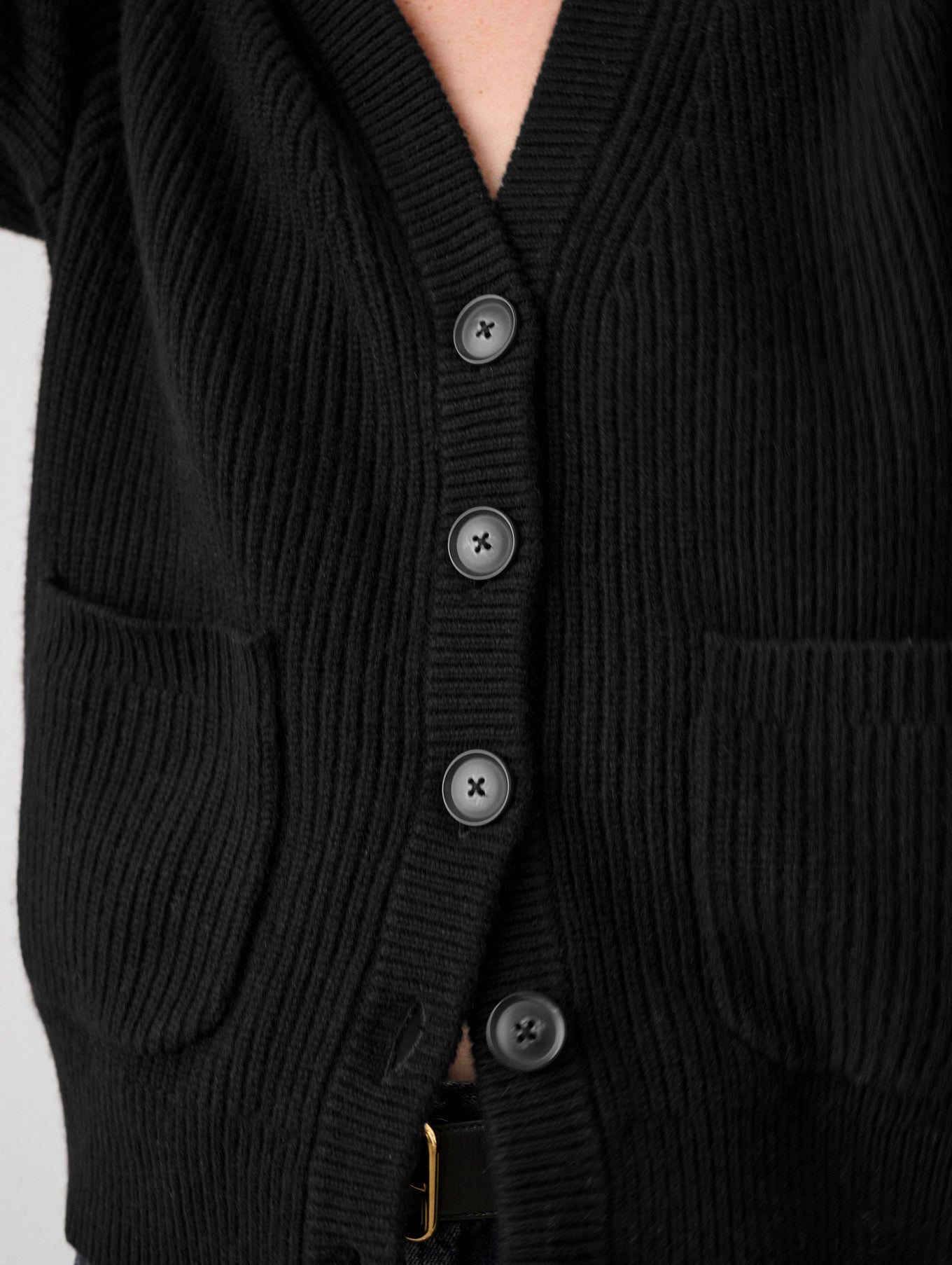 Merino Cashmere Ribbed Boyfriend Cardigan