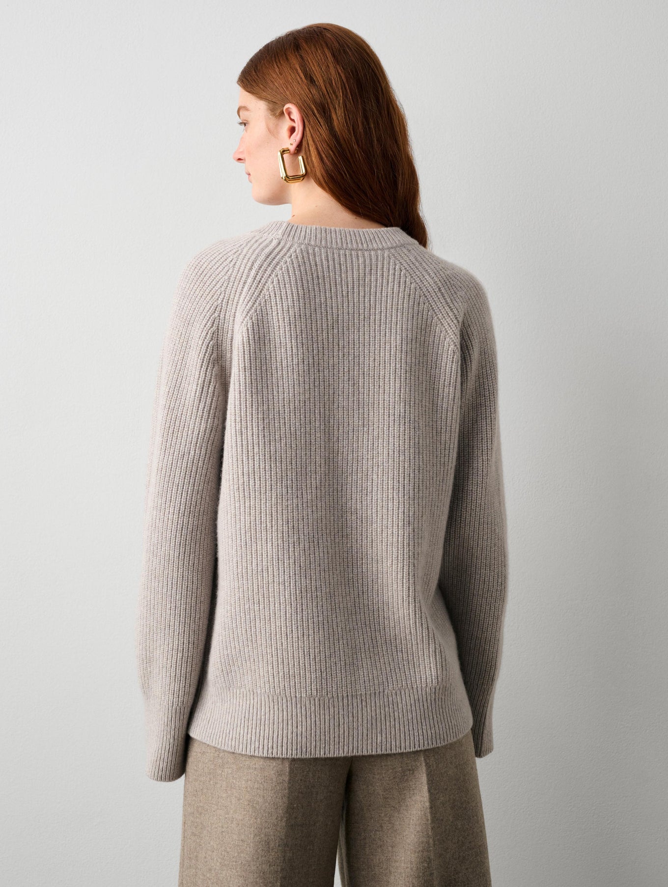 Merino Cashmere Ribbed Boyfriend Cardigan