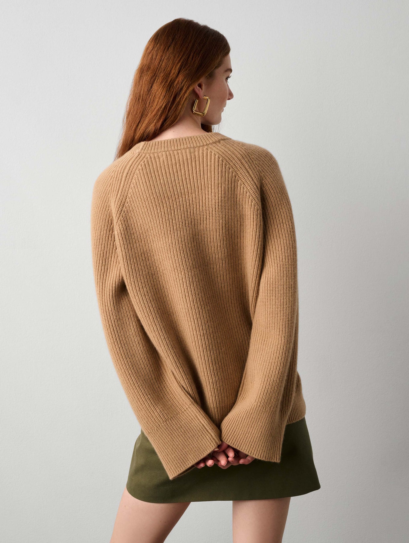 Merino Cashmere Ribbed Boyfriend Cardigan