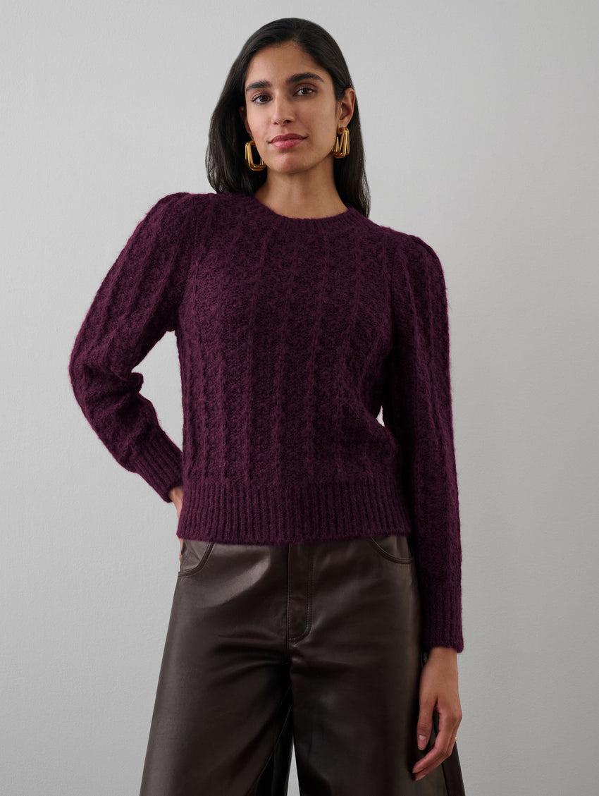 Plush Alpaca Blend Pointelle Crewneck