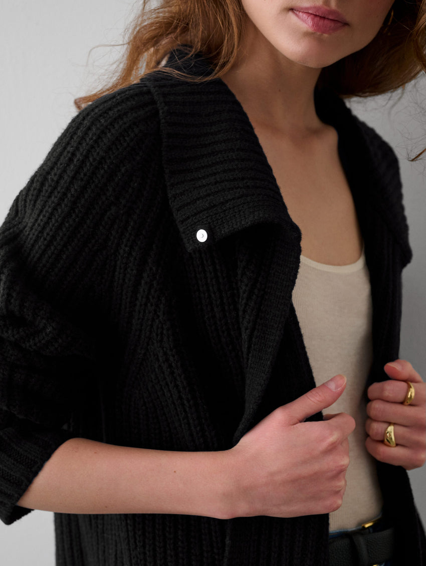 Merino Blend Ribbed Coatigan
