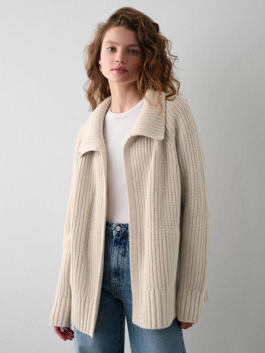 Merino Blend Ribbed Coatigan