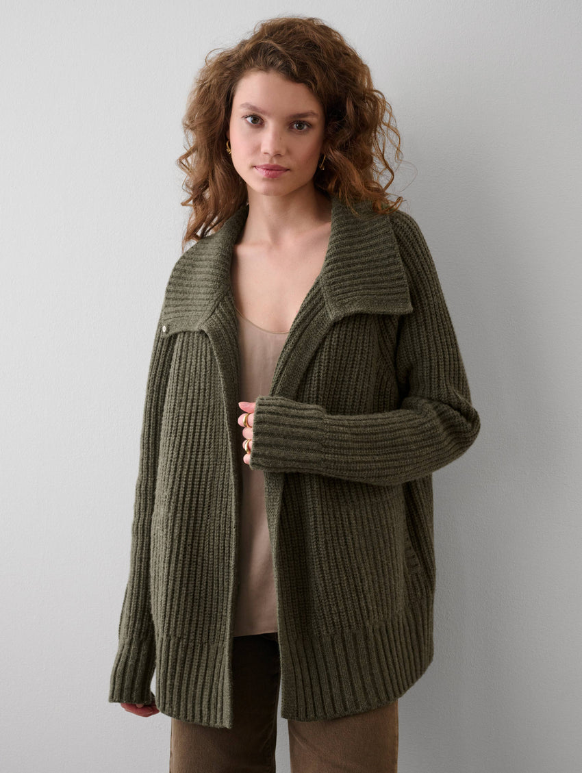 Merino Blend Ribbed Coatigan