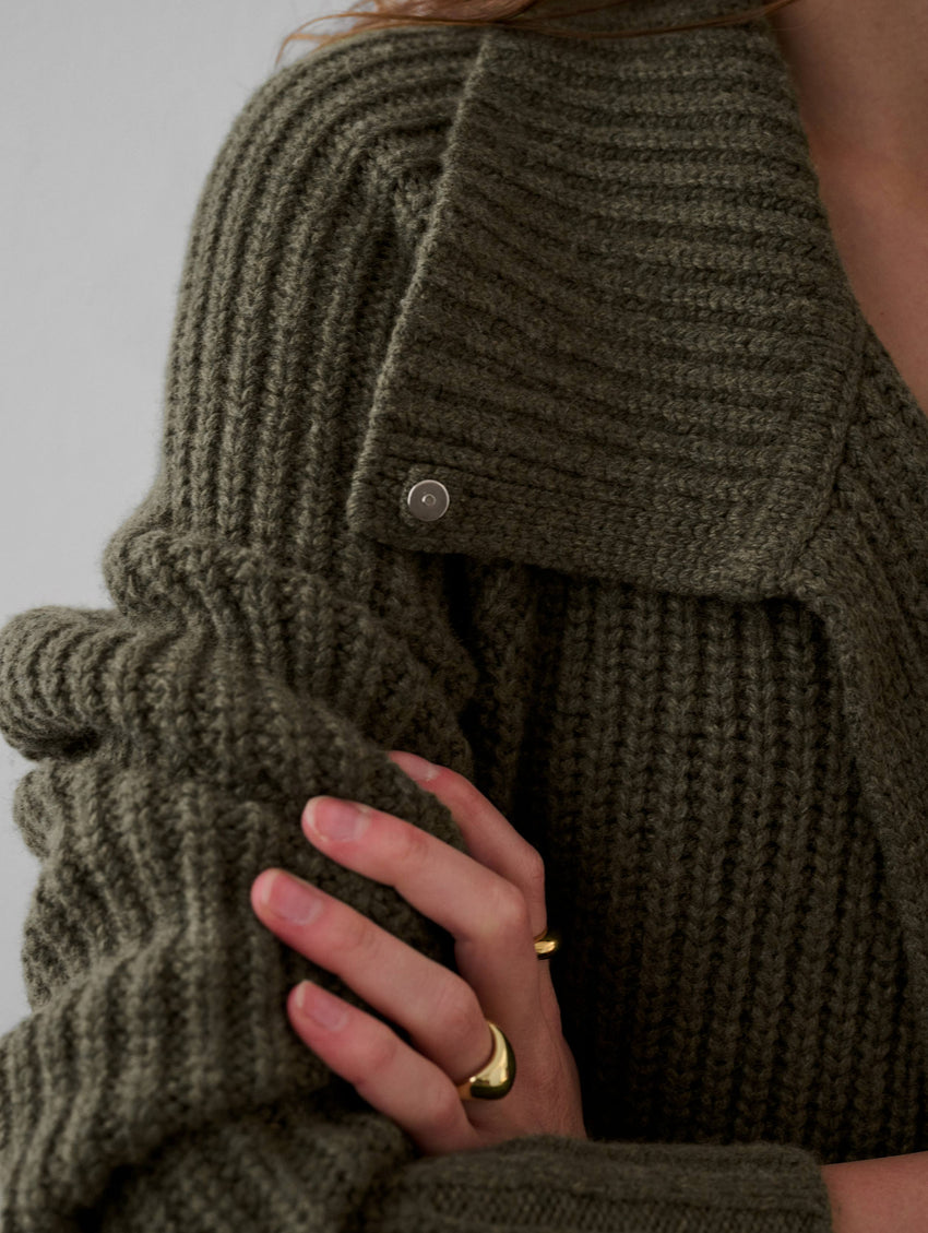 Merino Blend Ribbed Coatigan