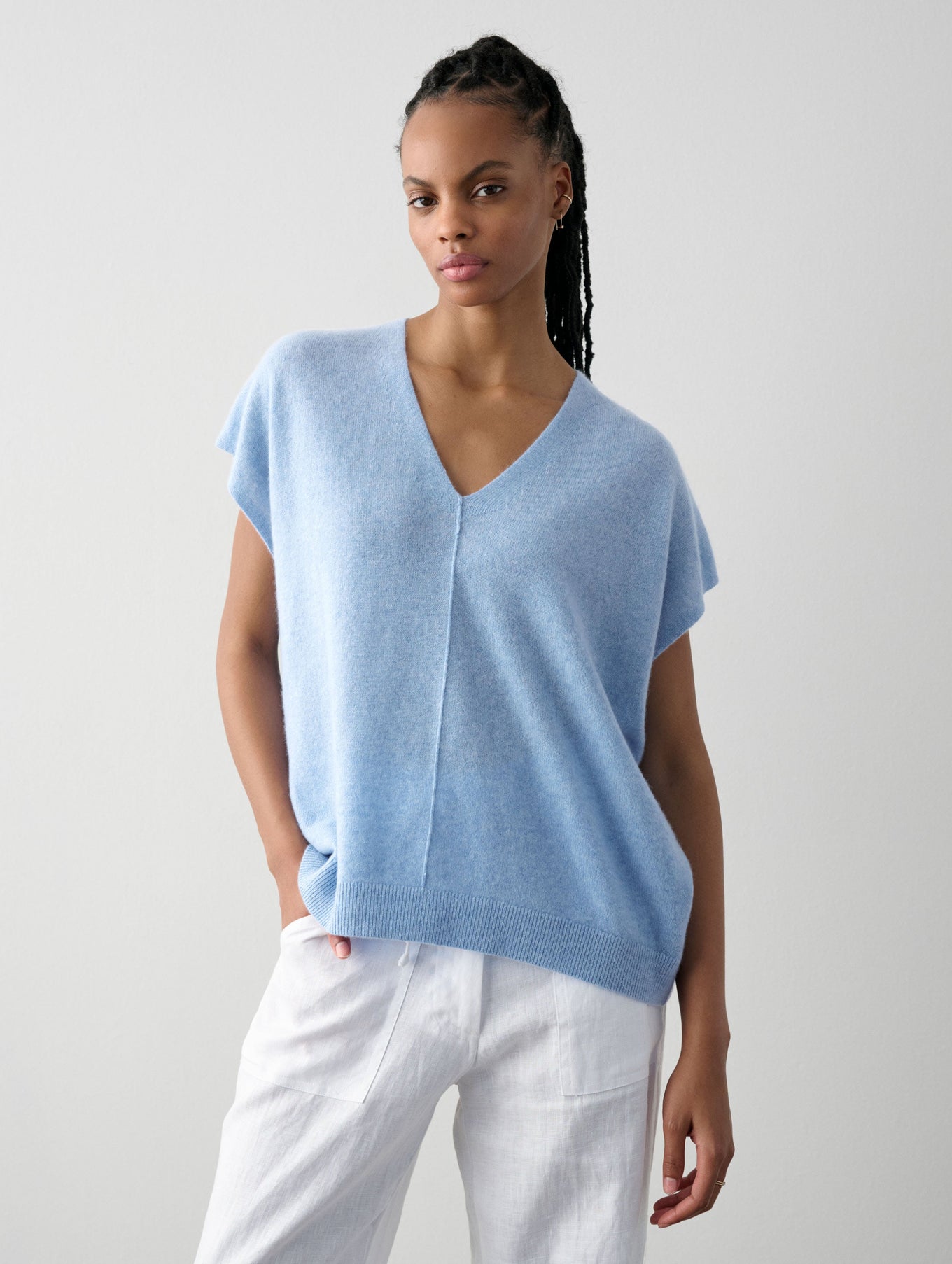 Cashmere V Neck Poncho