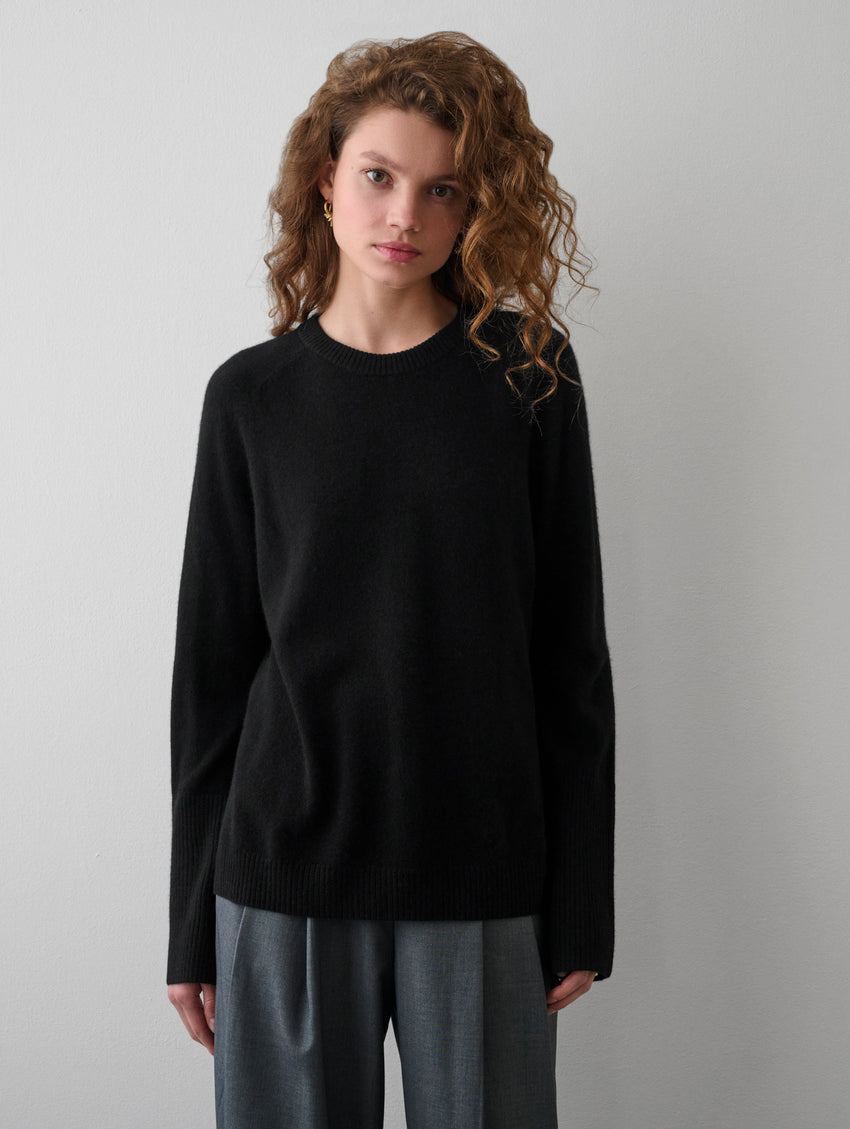 Cashmere Ribbed Trim Crewneck