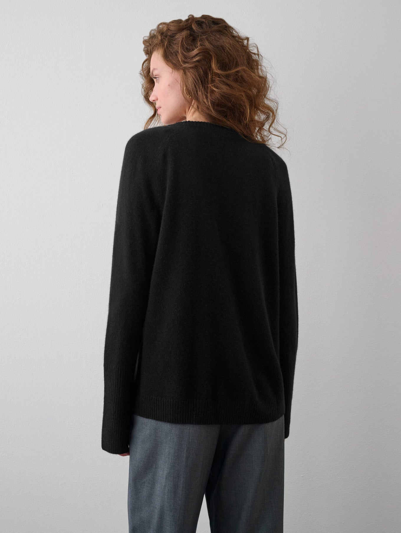 Cashmere Ribbed Trim Crewneck