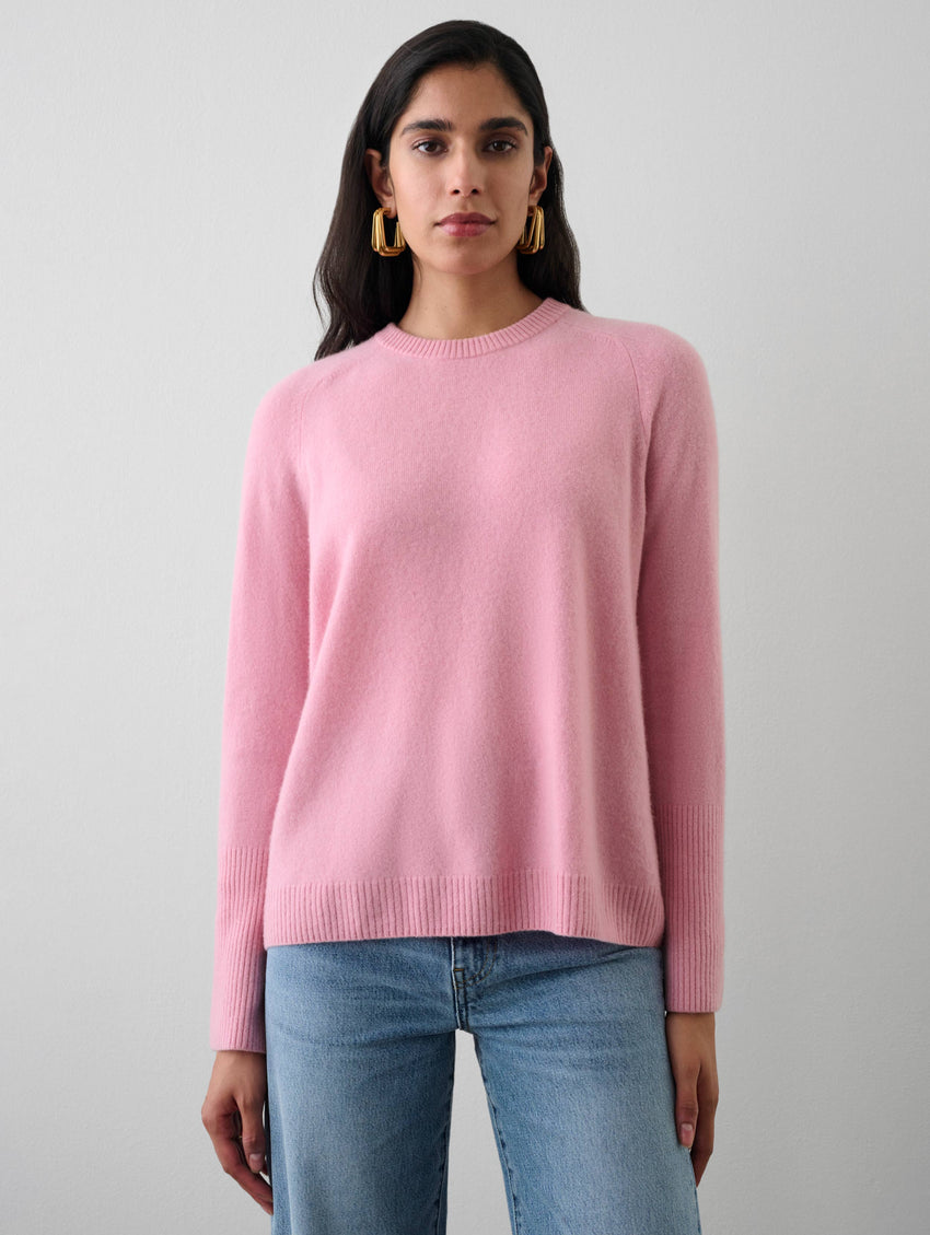 Cashmere Ribbed Trim Crewneck