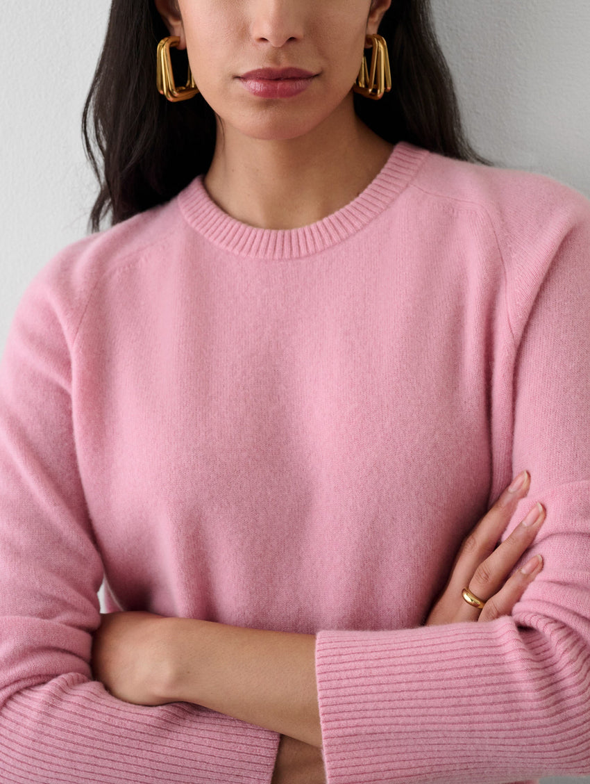 Cashmere Ribbed Trim Crewneck