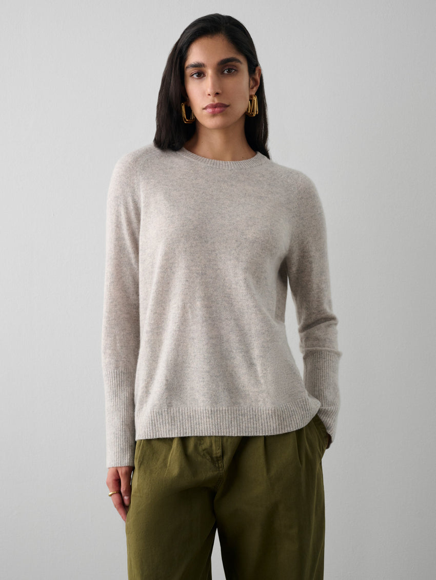 Cashmere Ribbed Trim Crewneck