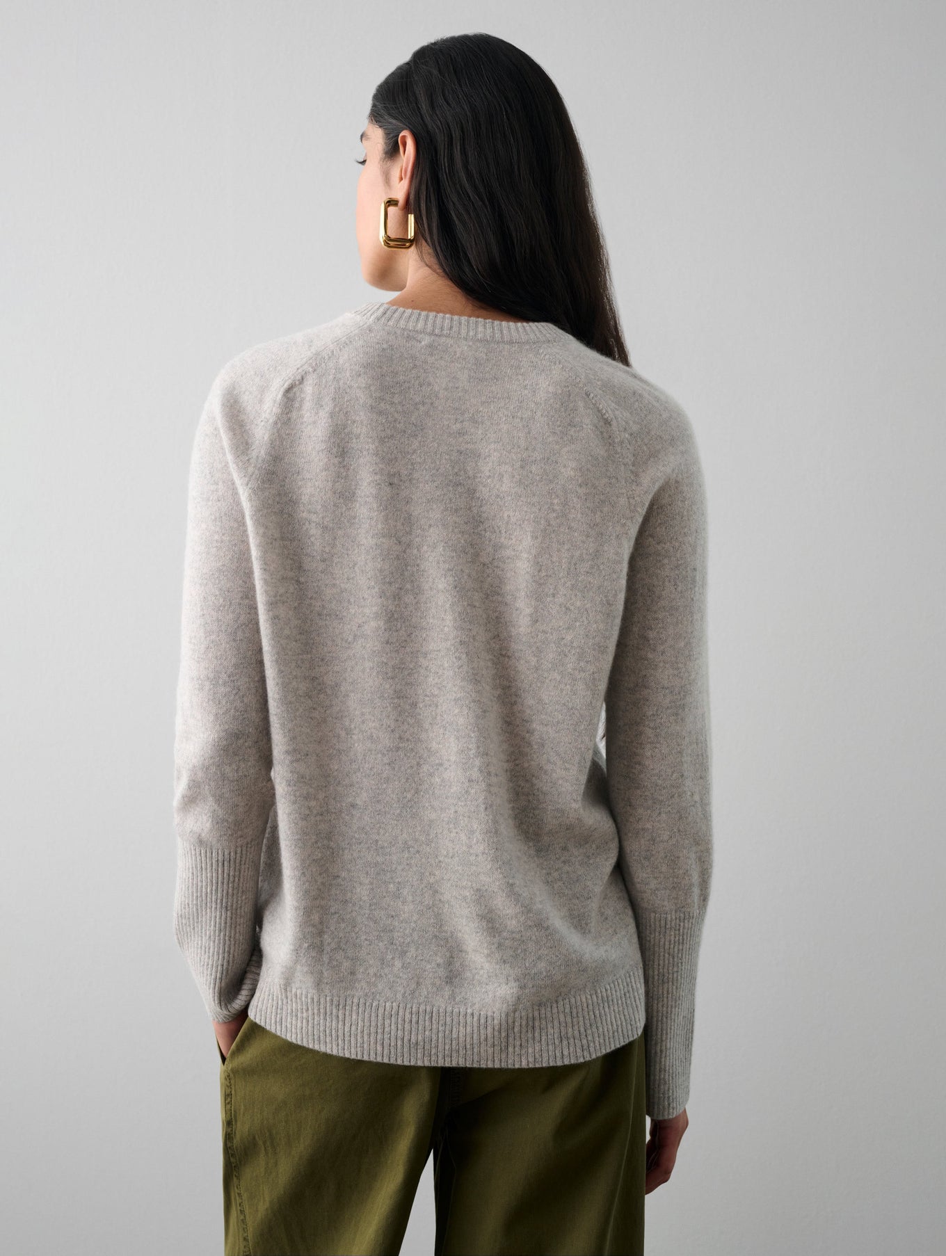Cashmere Ribbed Trim Crewneck