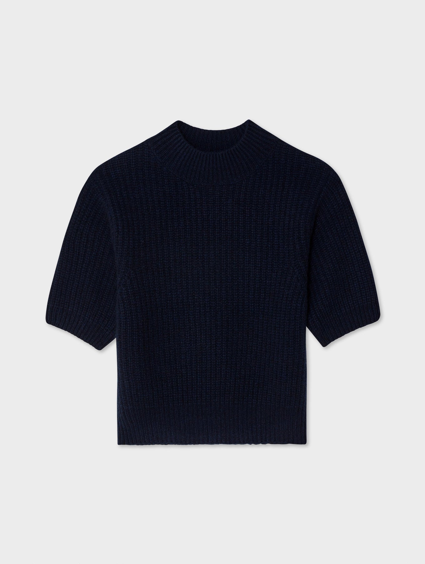 Cashmere Ribbed Elbow Sleeve Mockneck