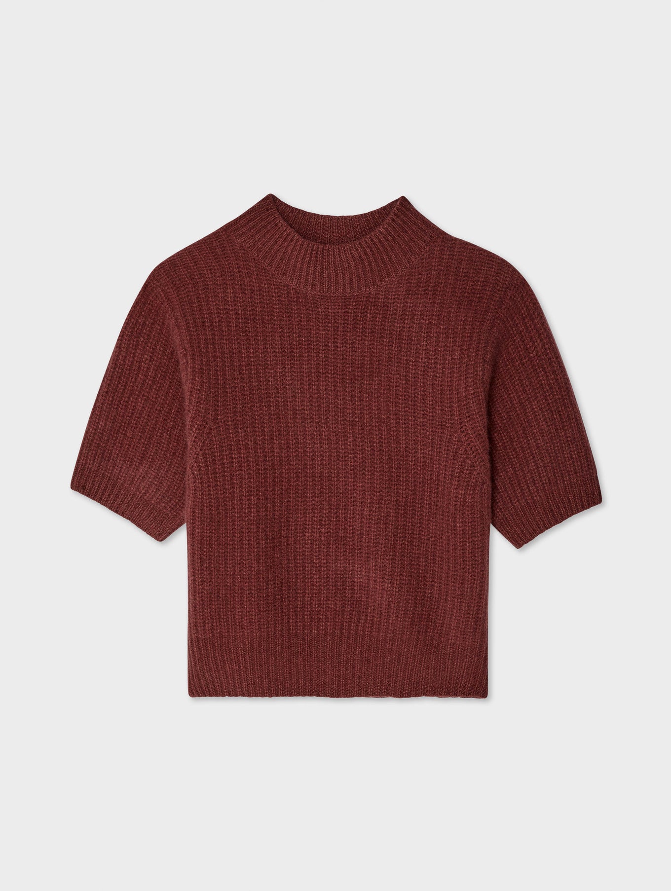 Cashmere Ribbed Elbow Sleeve Mockneck