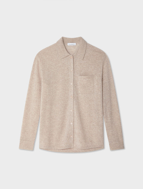 Cashmere Button Shirt | Sand Wisp Heather