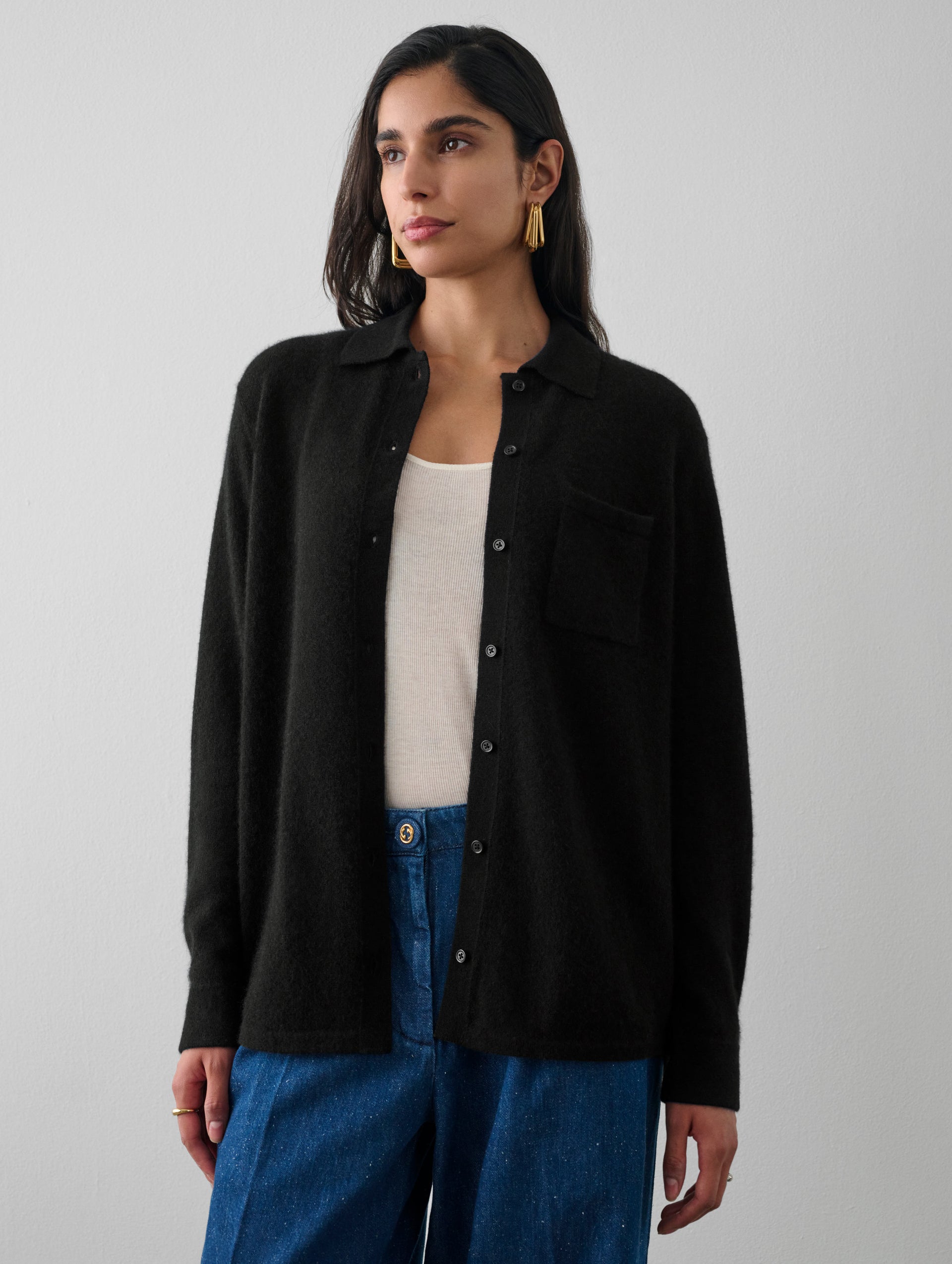 Button down shirt with cardigan top