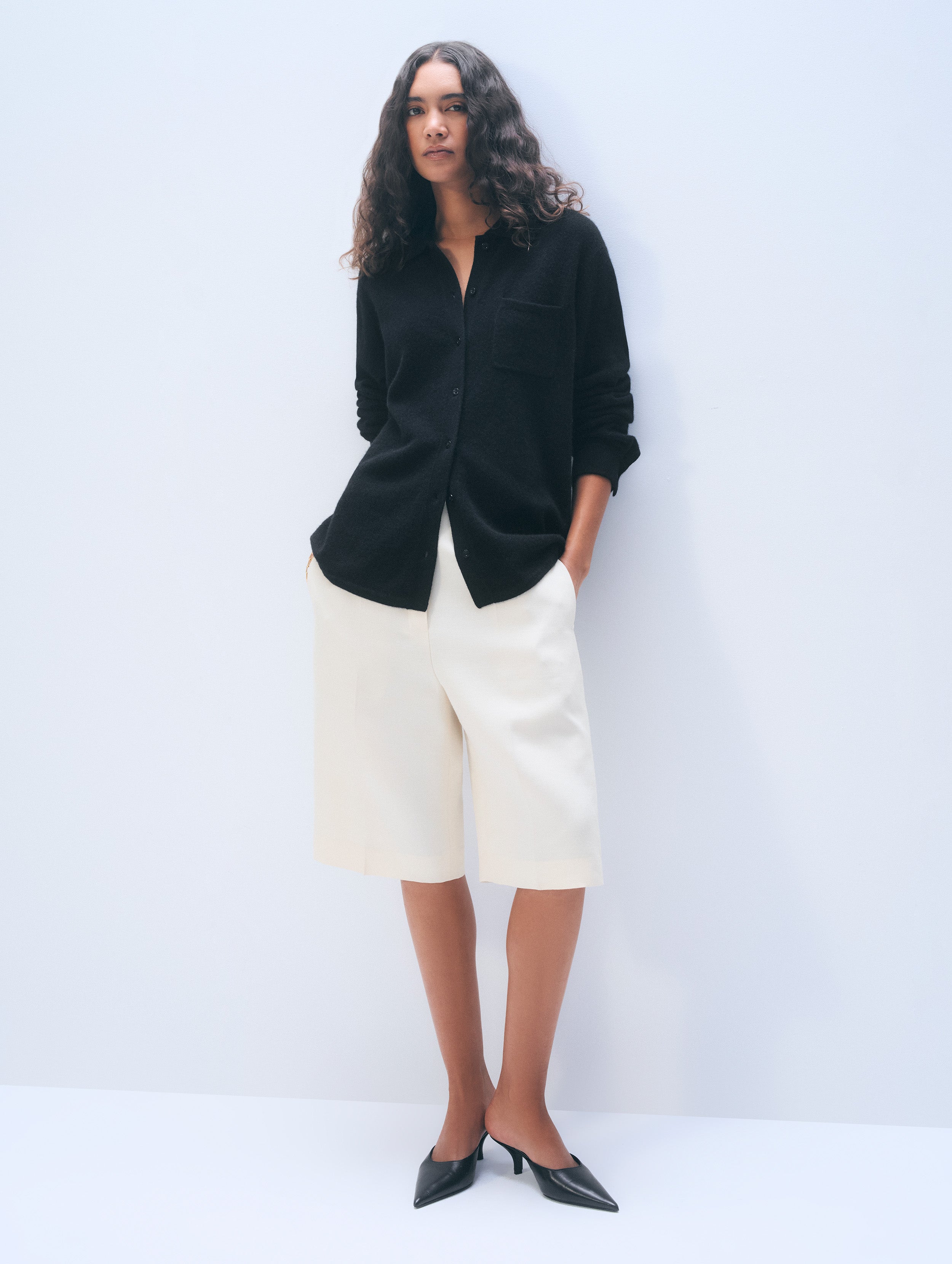 Cashmere Button Shirt | Black