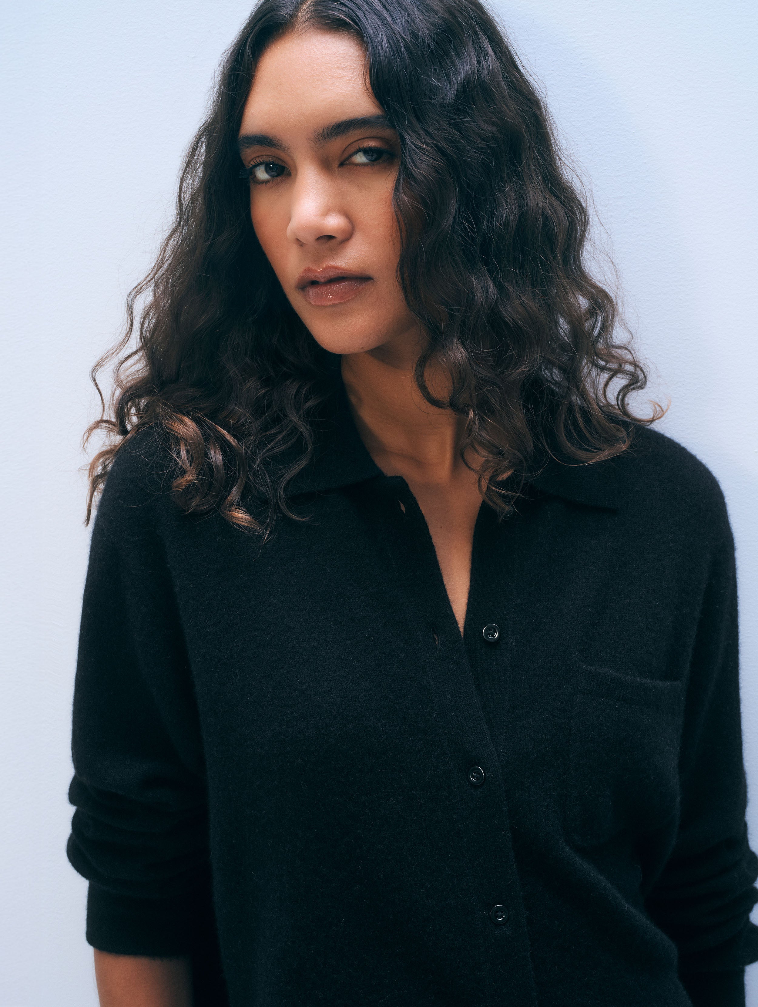 Cashmere Button Shirt | Black