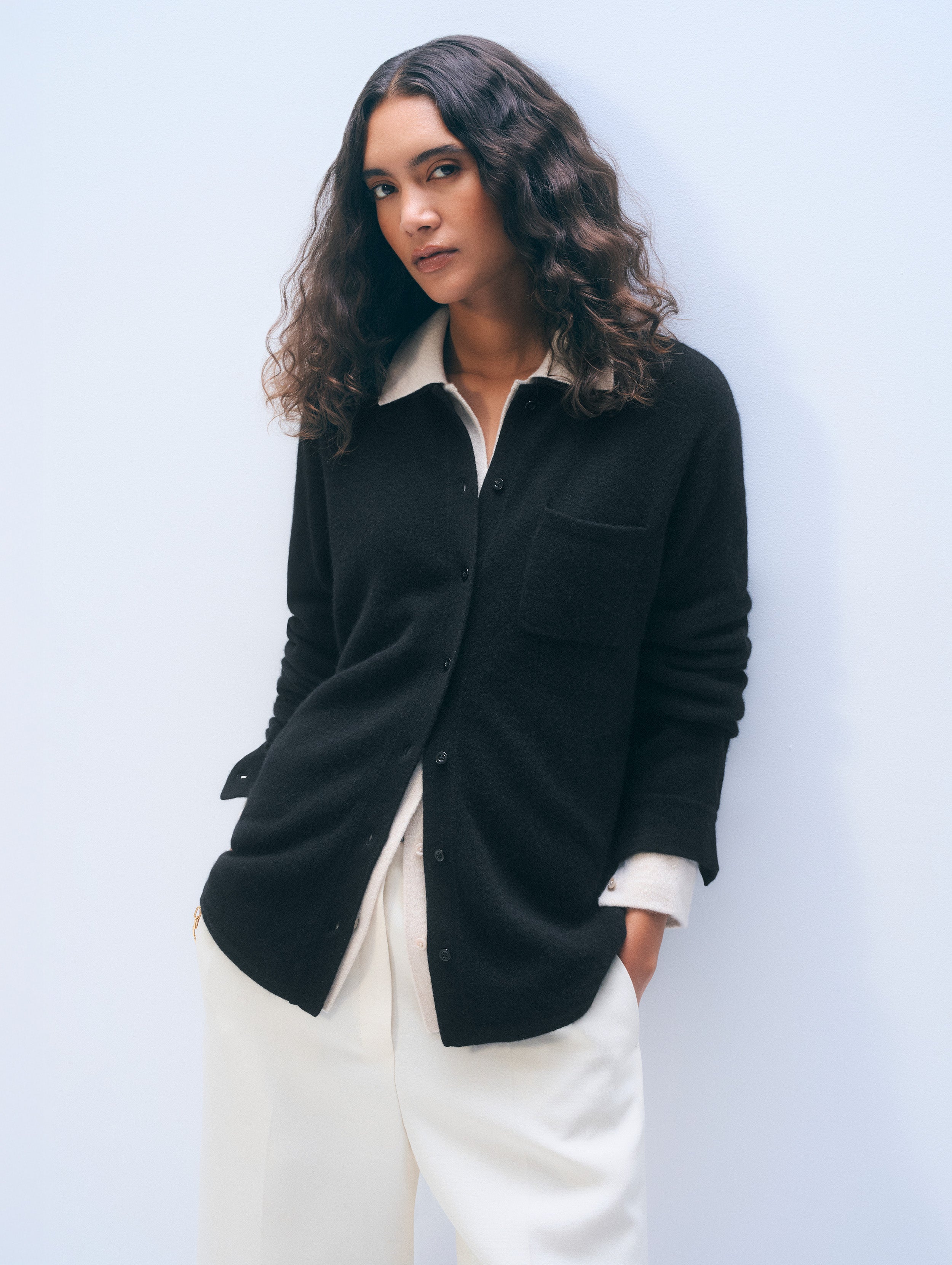 Cashmere Button Shirt | Black