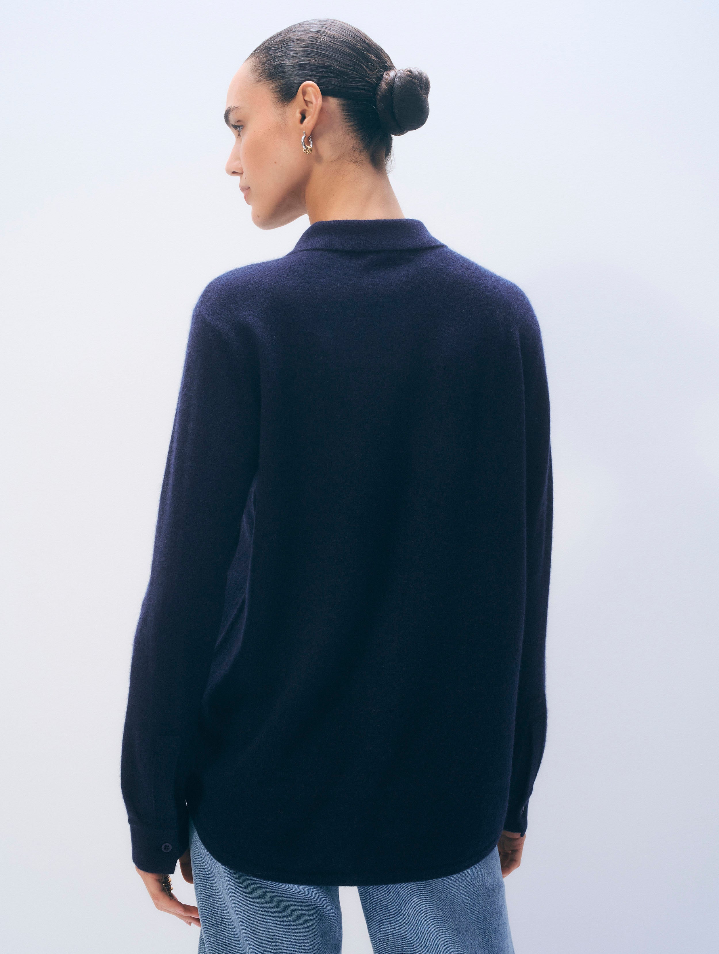 Cashmere Button Shirt | Deep Navy