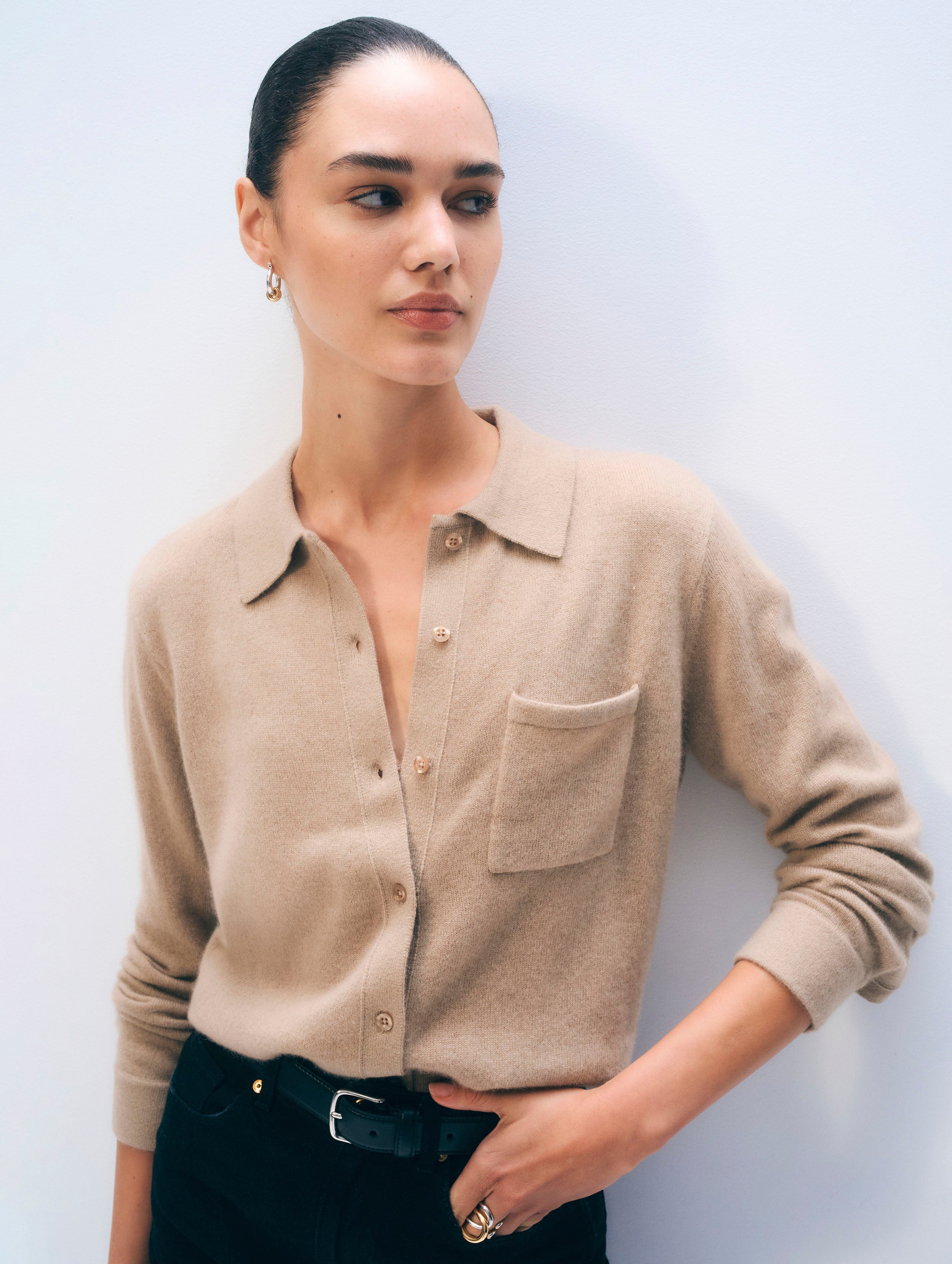 Cashmere Button Shirt | Khaki