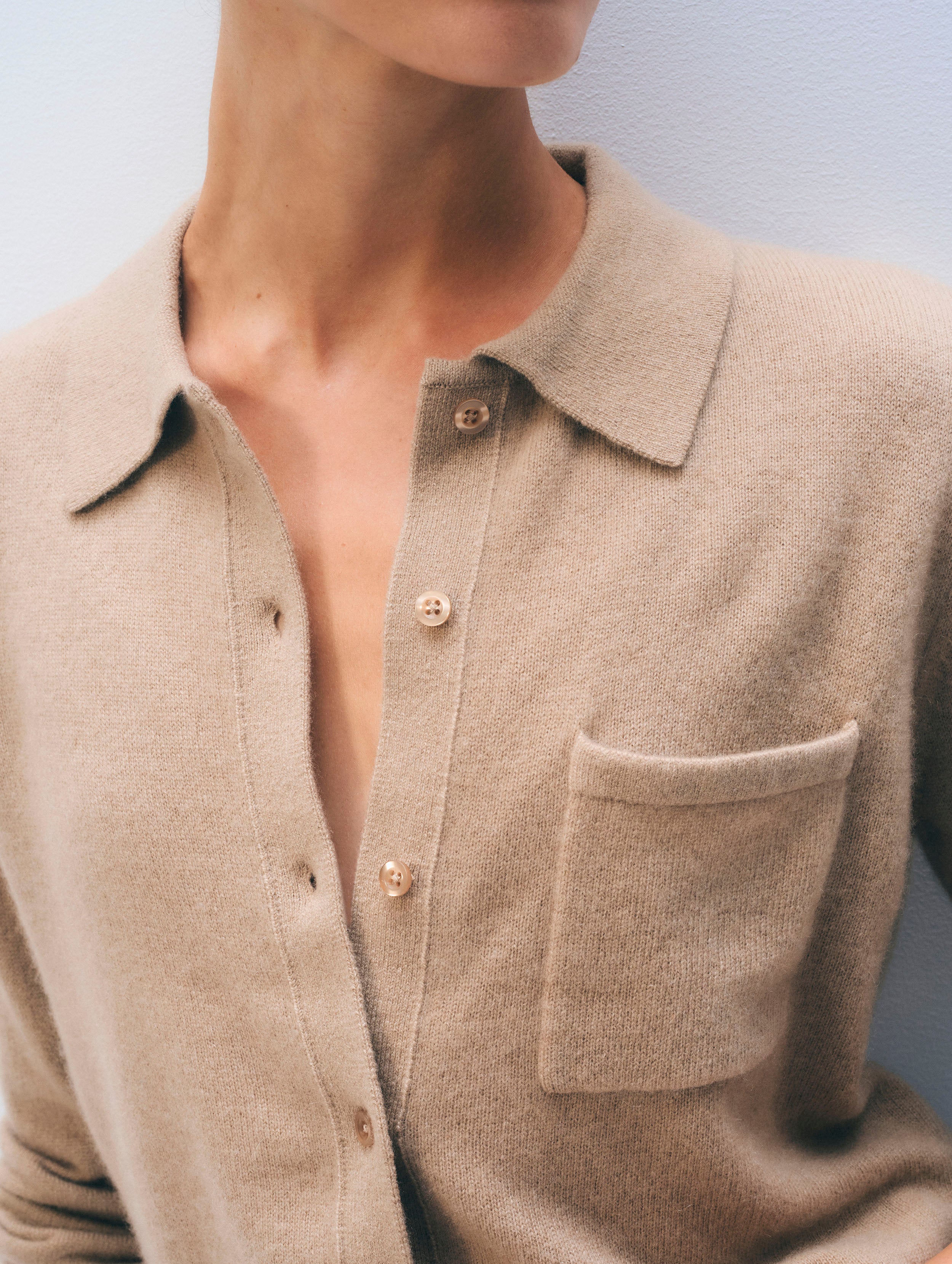 Cashmere Button Shirt | Khaki