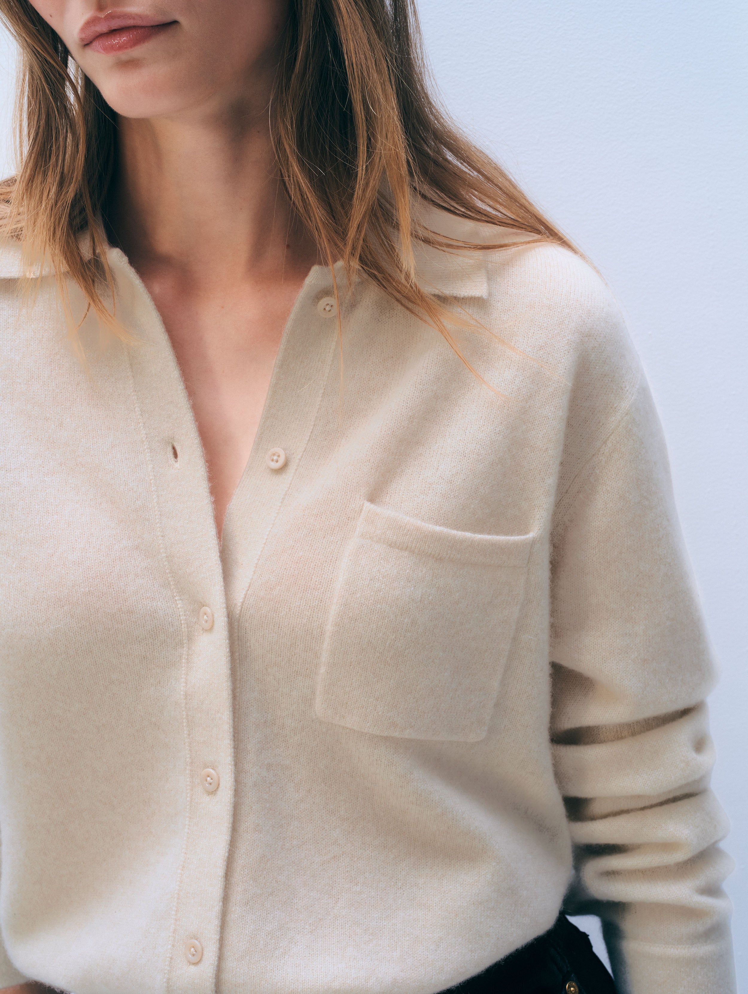 Cashmere Button Down | Natural Heather