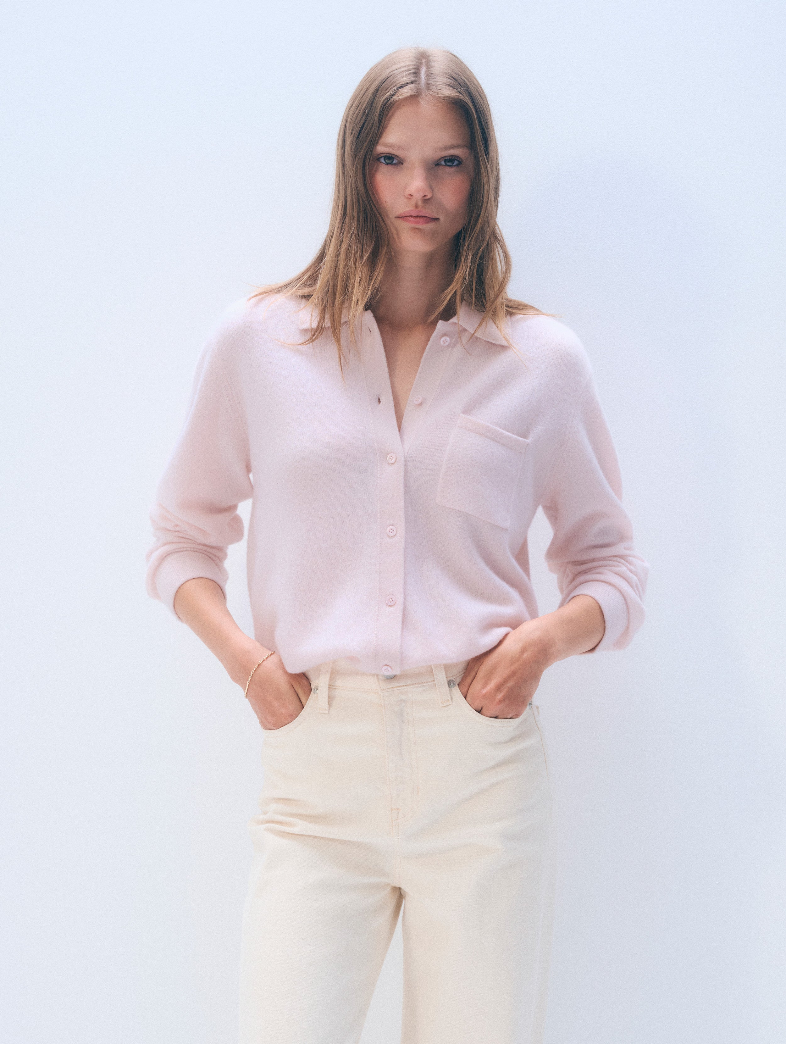 Cashmere Button Shirt | Pink Sand