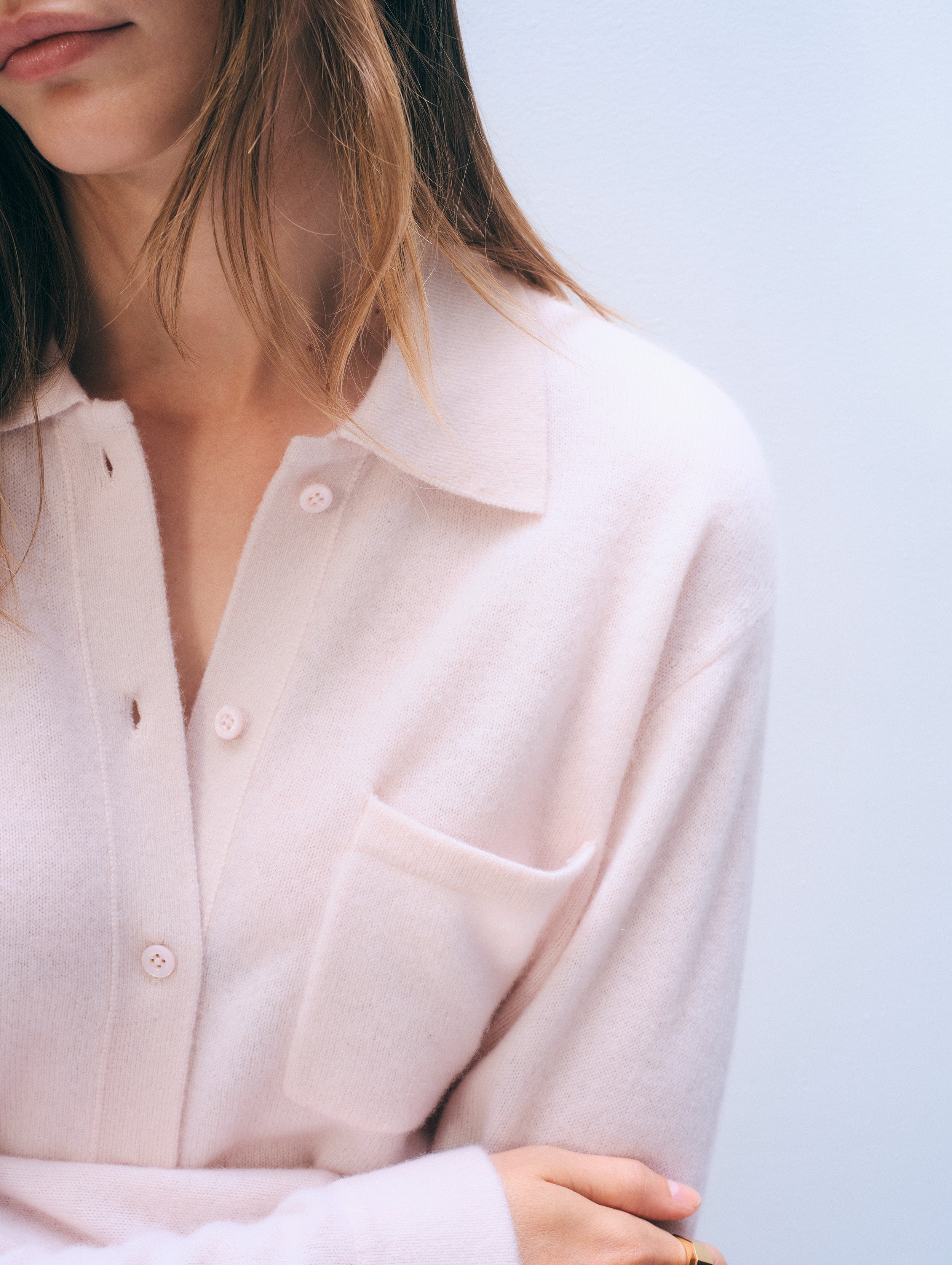Cashmere Button Shirt | Pink Sand