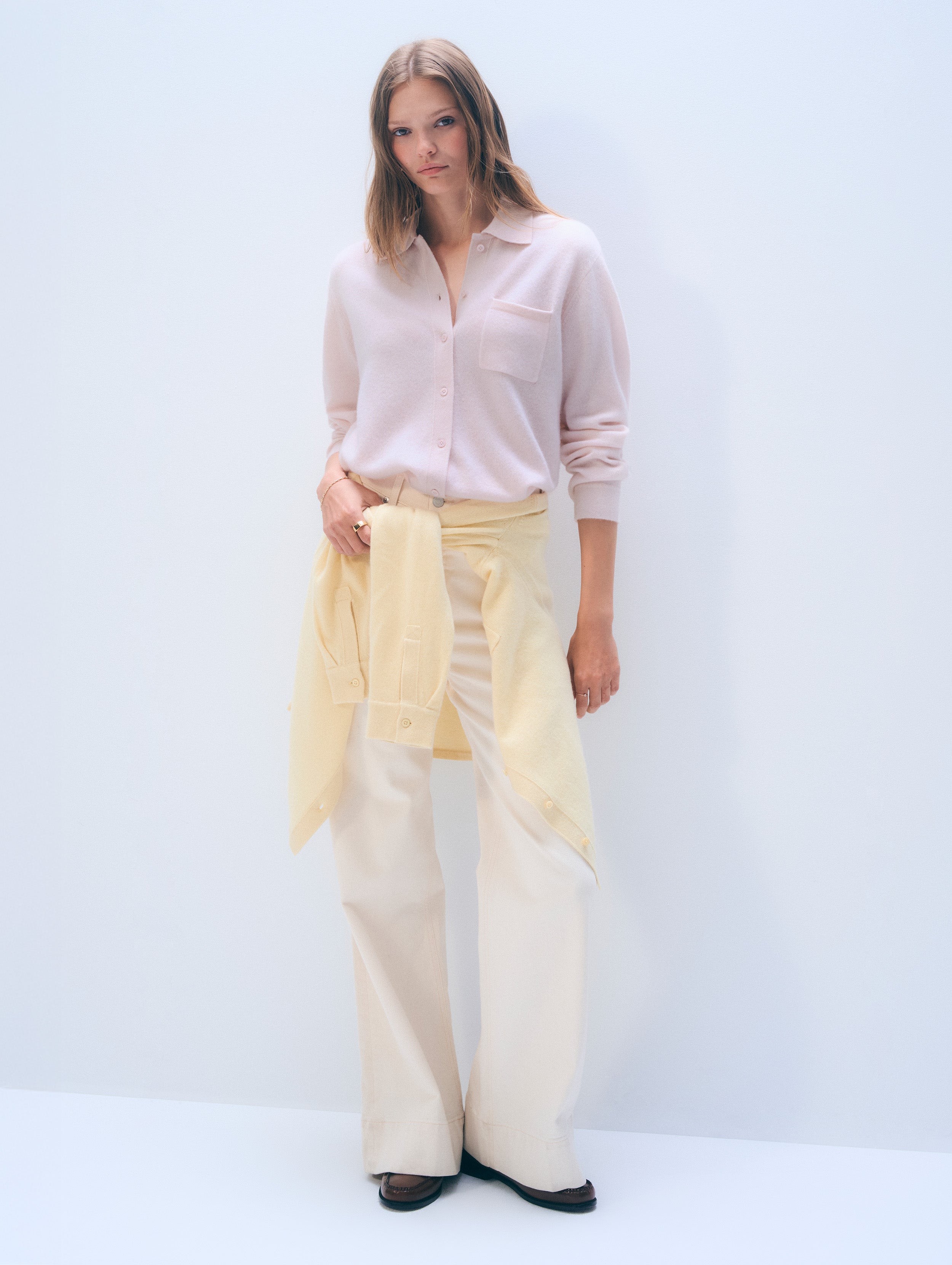 Cashmere Button Shirt | Pink Sand