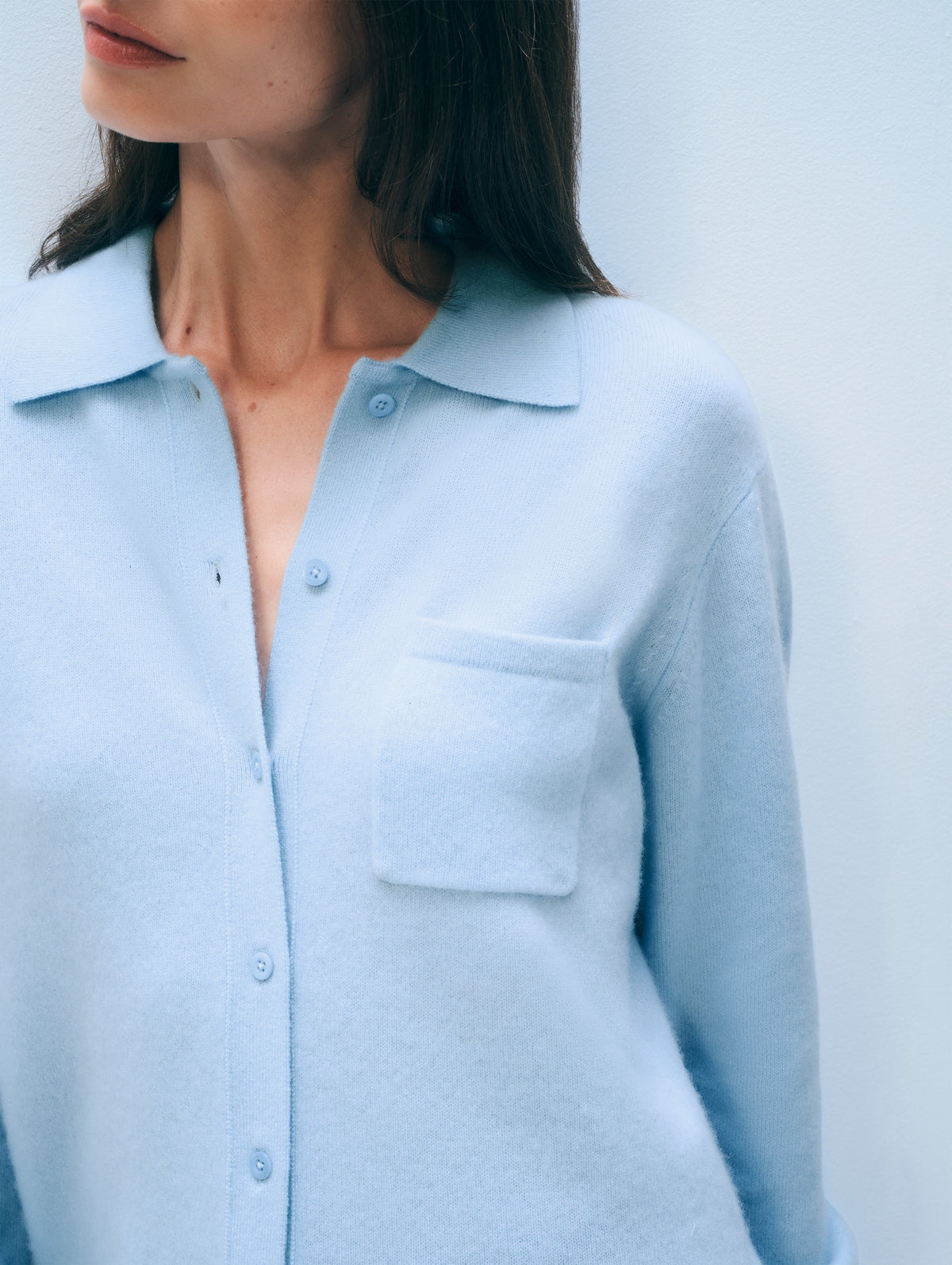 Cashmere Button Down Shirt | Seersucker Blue
