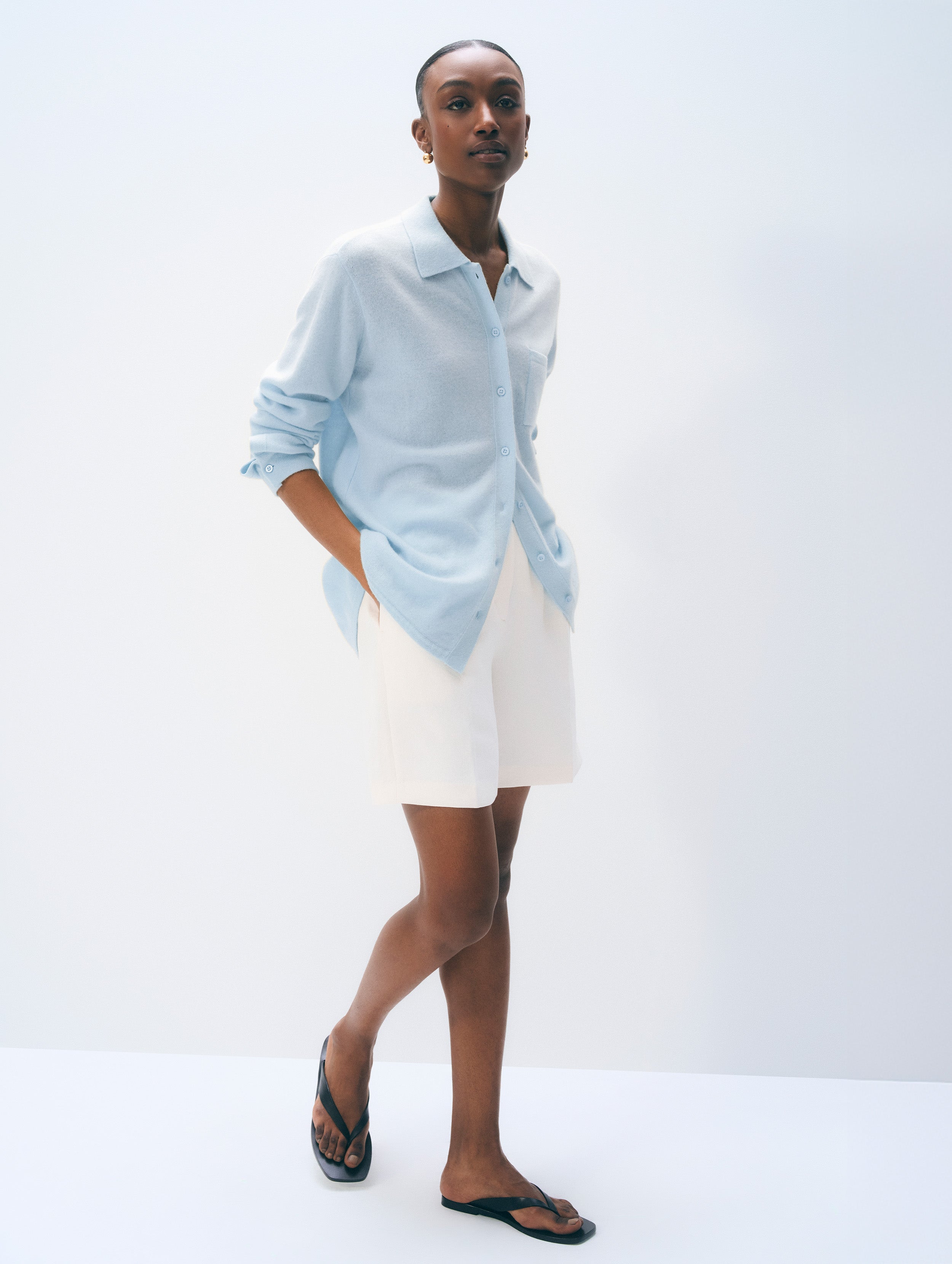 Cashmere Button Shirt | Pastel Blue