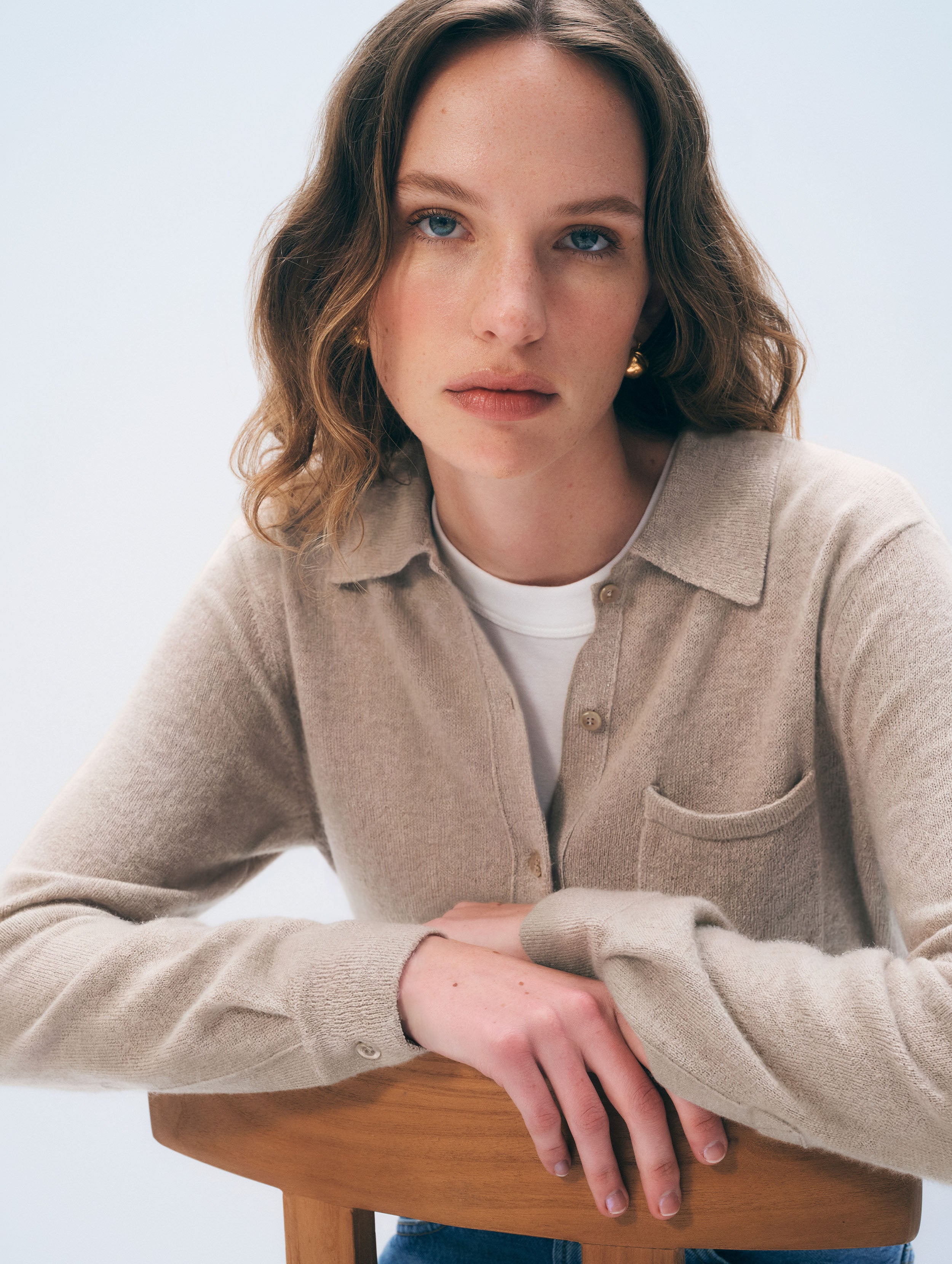 Cashmere Button Shirt | Taupe Heather