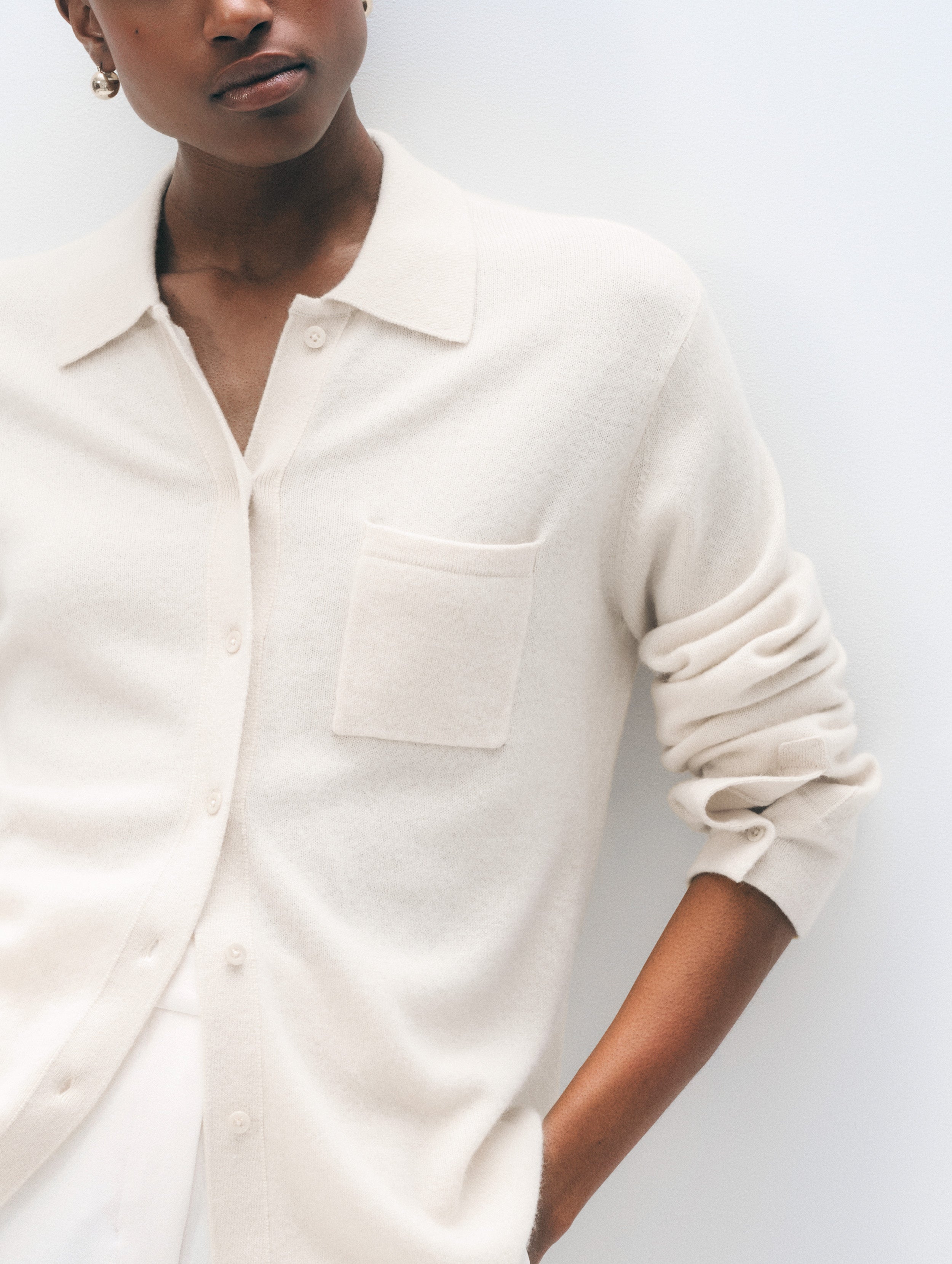 Cashmere Button Shirt | Soft White