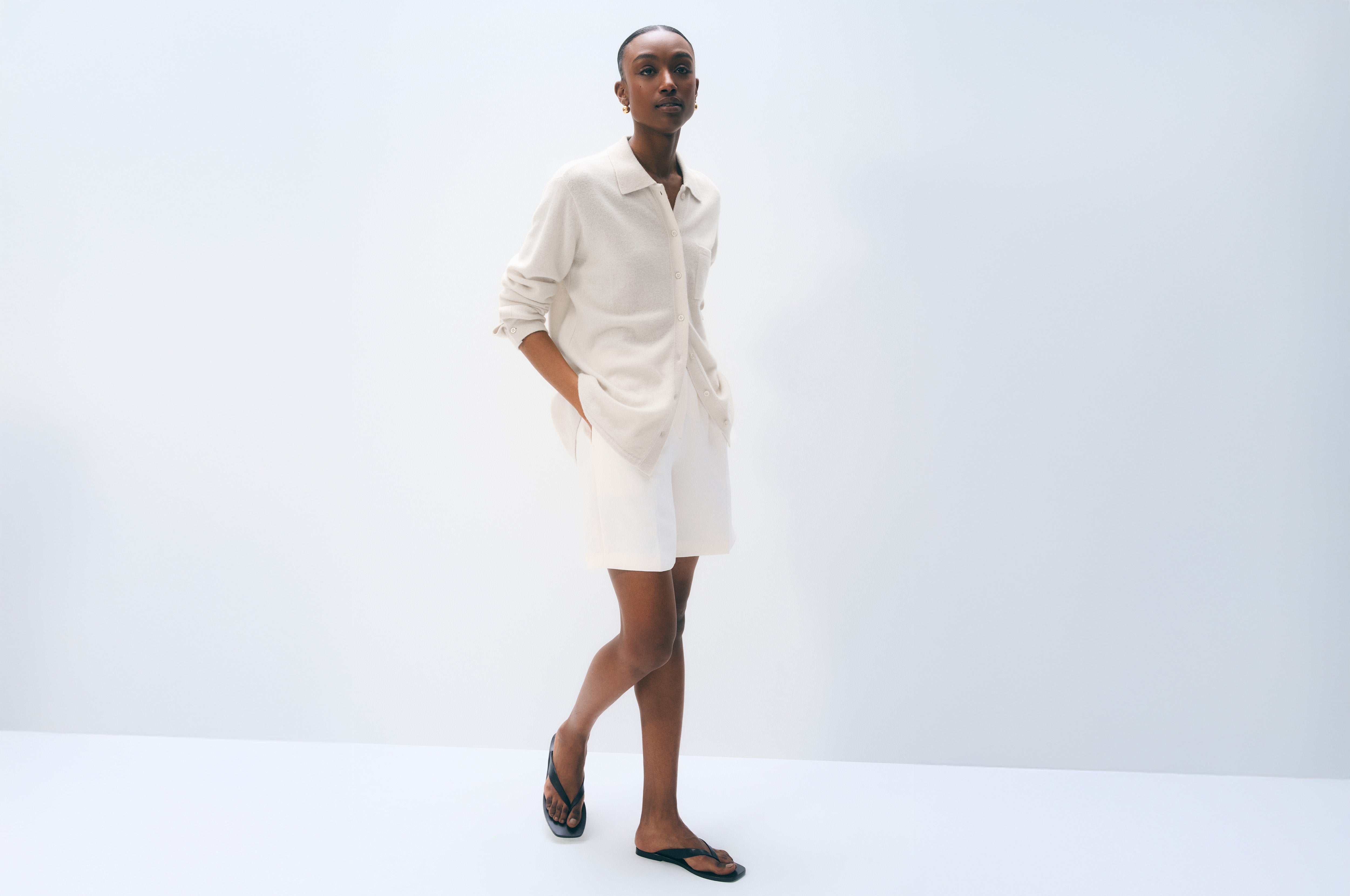 Cashmere Button Shirt | Soft White