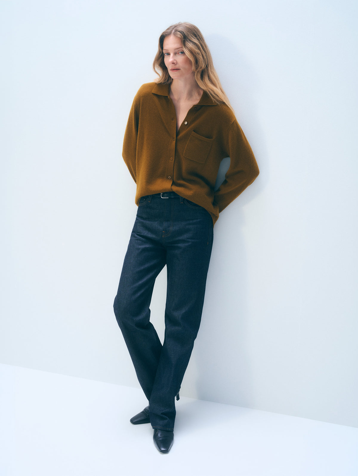 Cashmere Button Down Shirt | Antique Gold