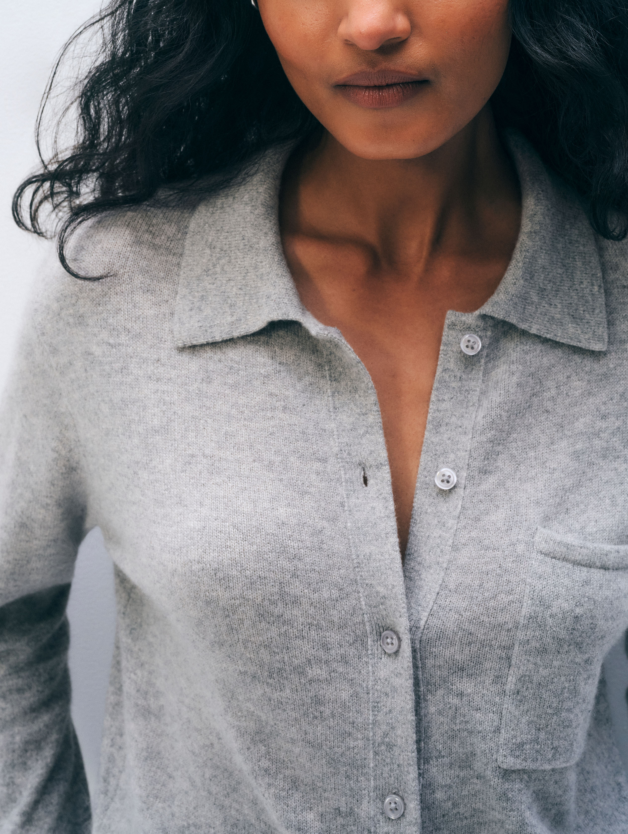 Cashmere Button Down | Grey Heather