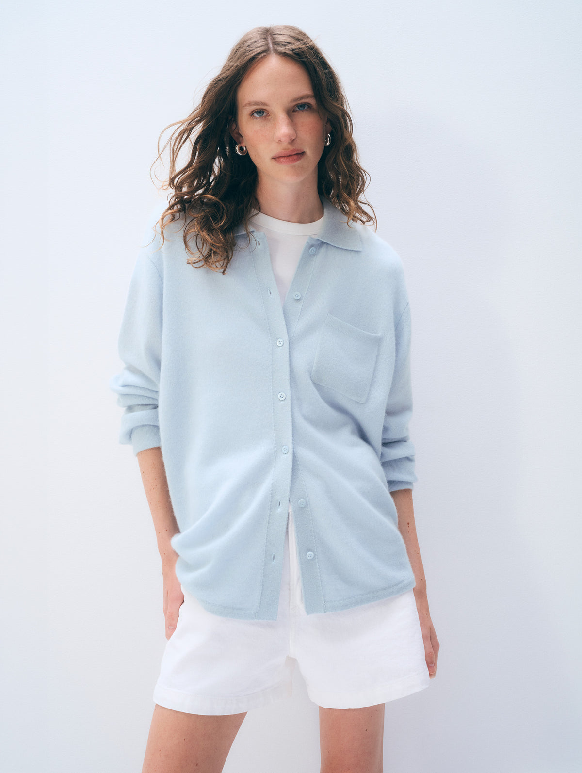 Cashmere Button Down Shirt | Pastel Blue