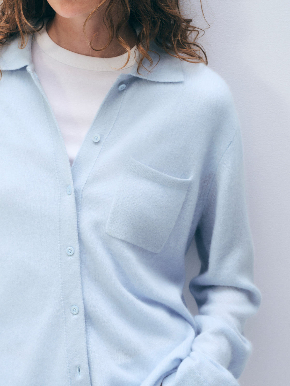Cashmere Button Down Shirt | Pastel Blue