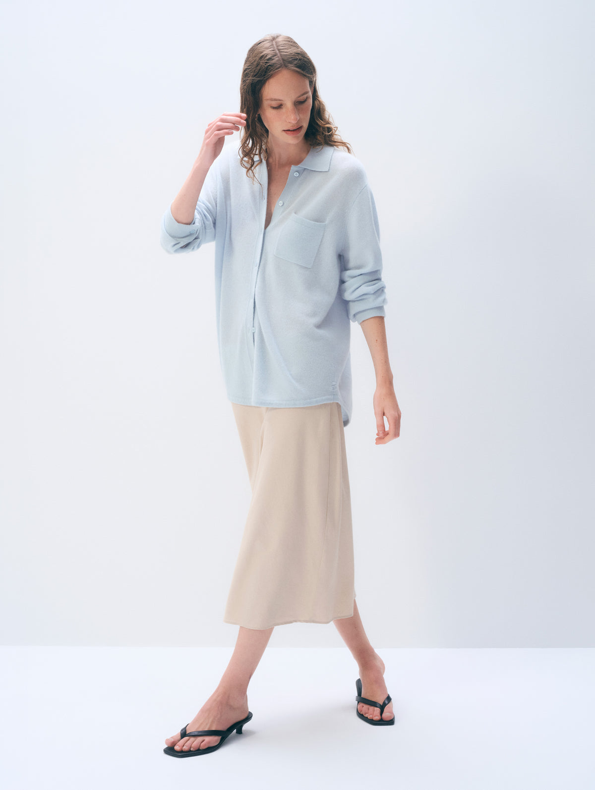 Cashmere Button Down Shirt | Pastel Blue