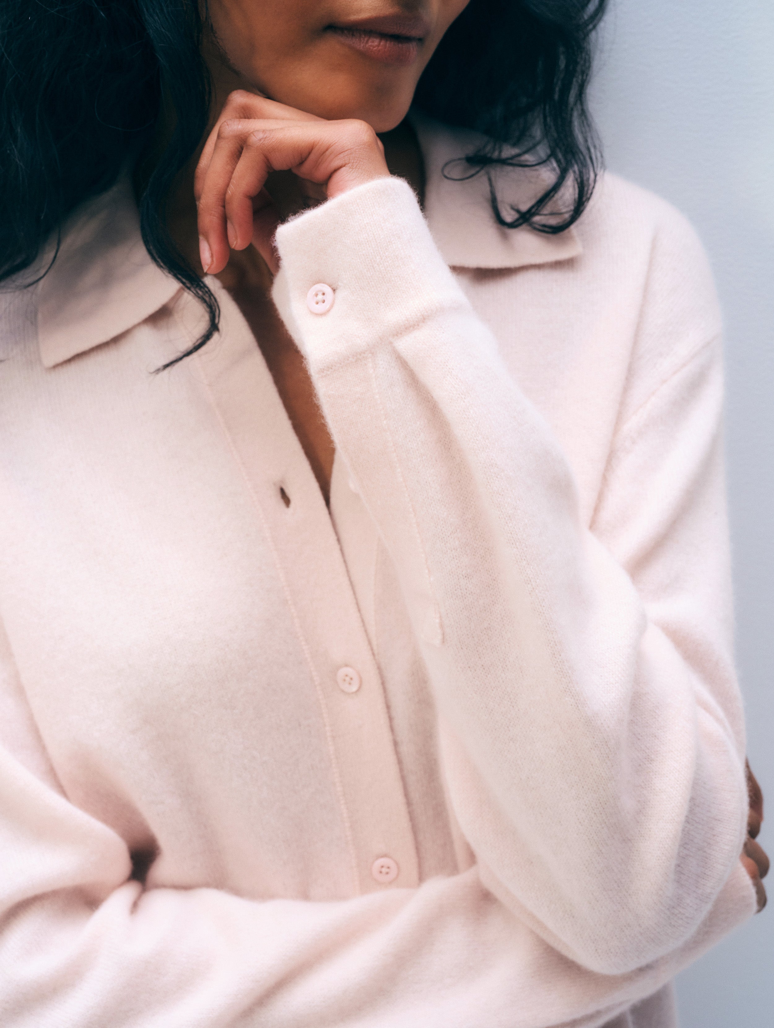 Cashmere Button Down | Pink Sand