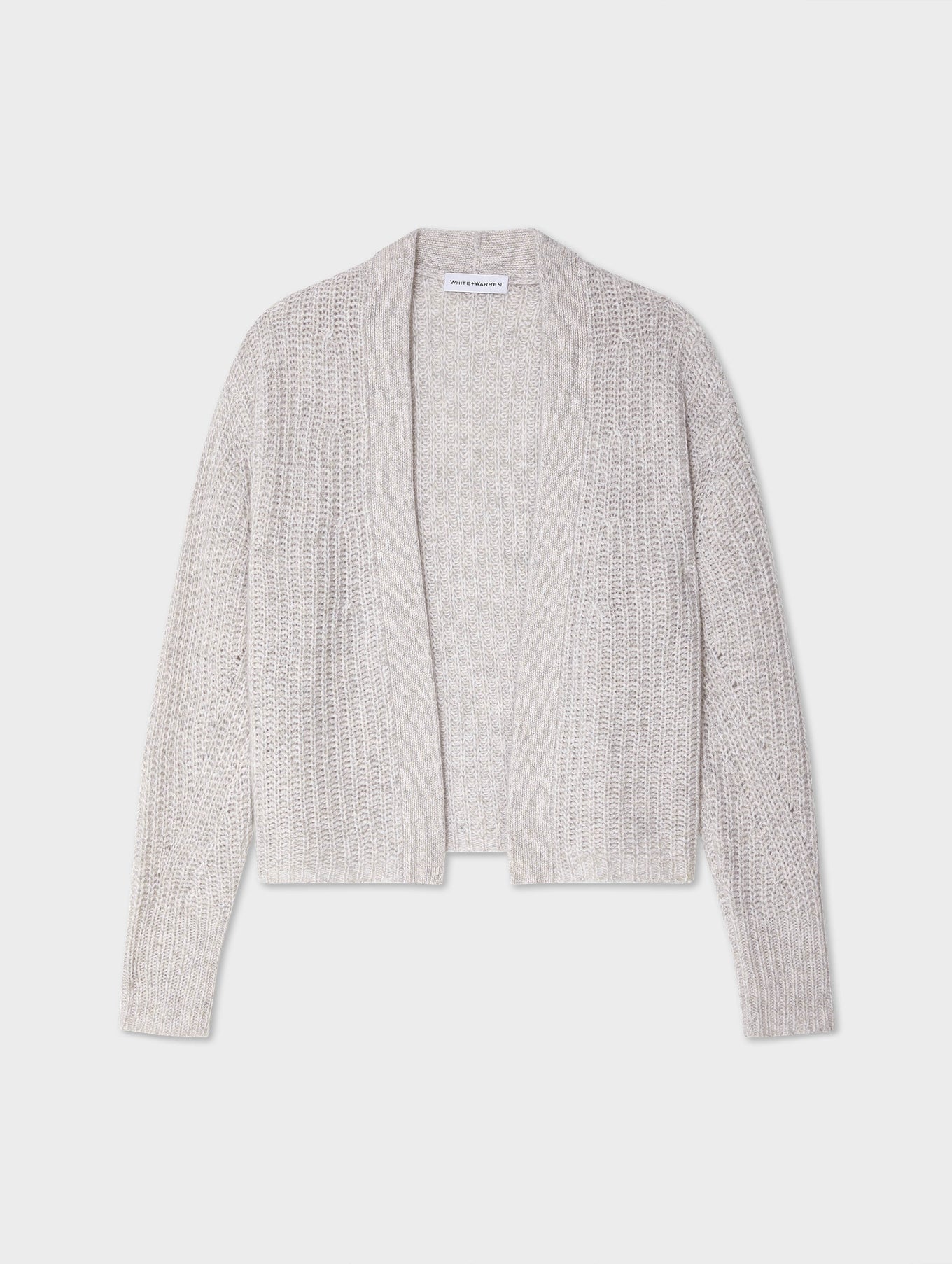 Cashmere Air Spun Ribbed Open Cardigan