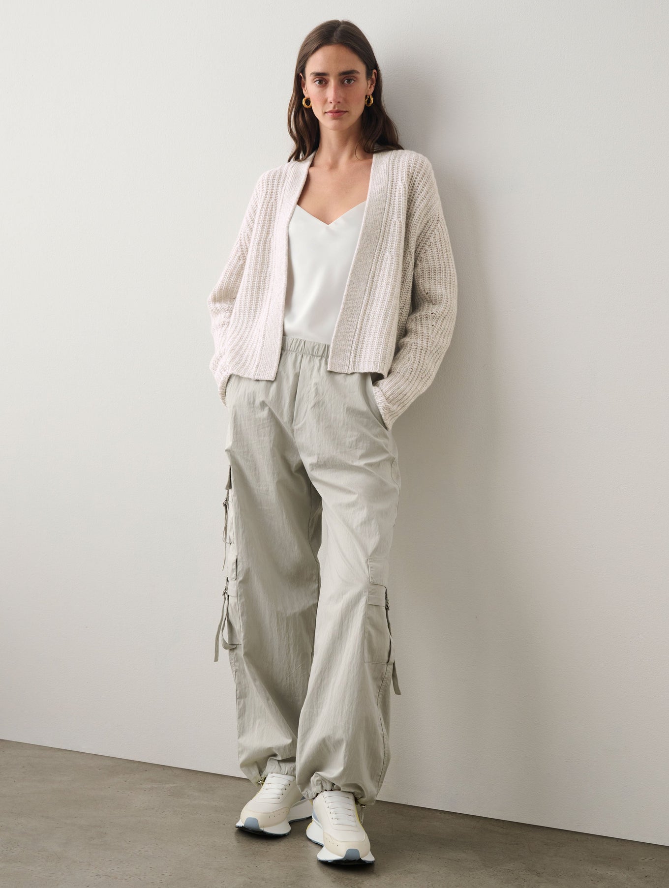 Cashmere Air Spun Ribbed Open Cardigan