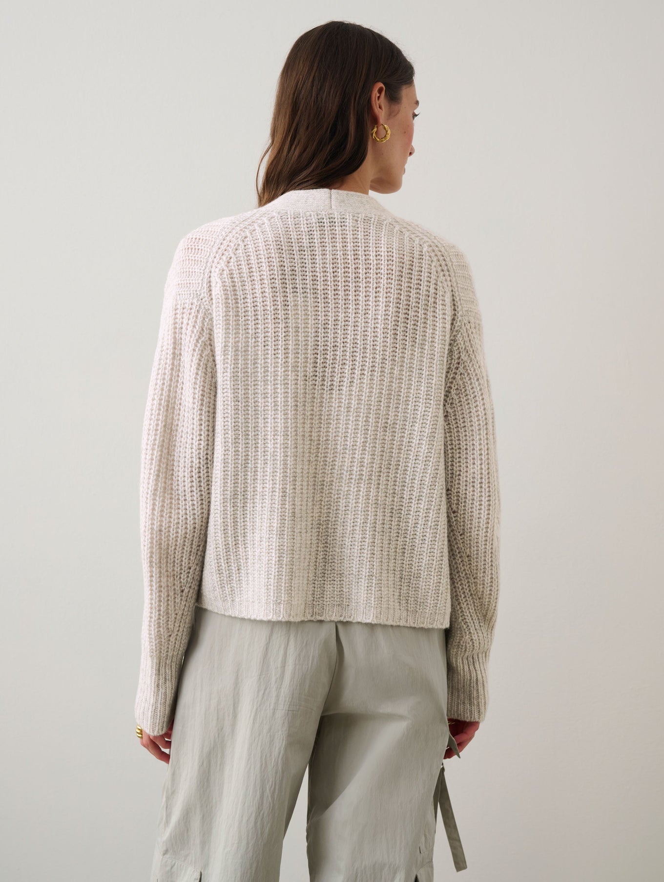 Cashmere Air Spun Ribbed Open Cardigan