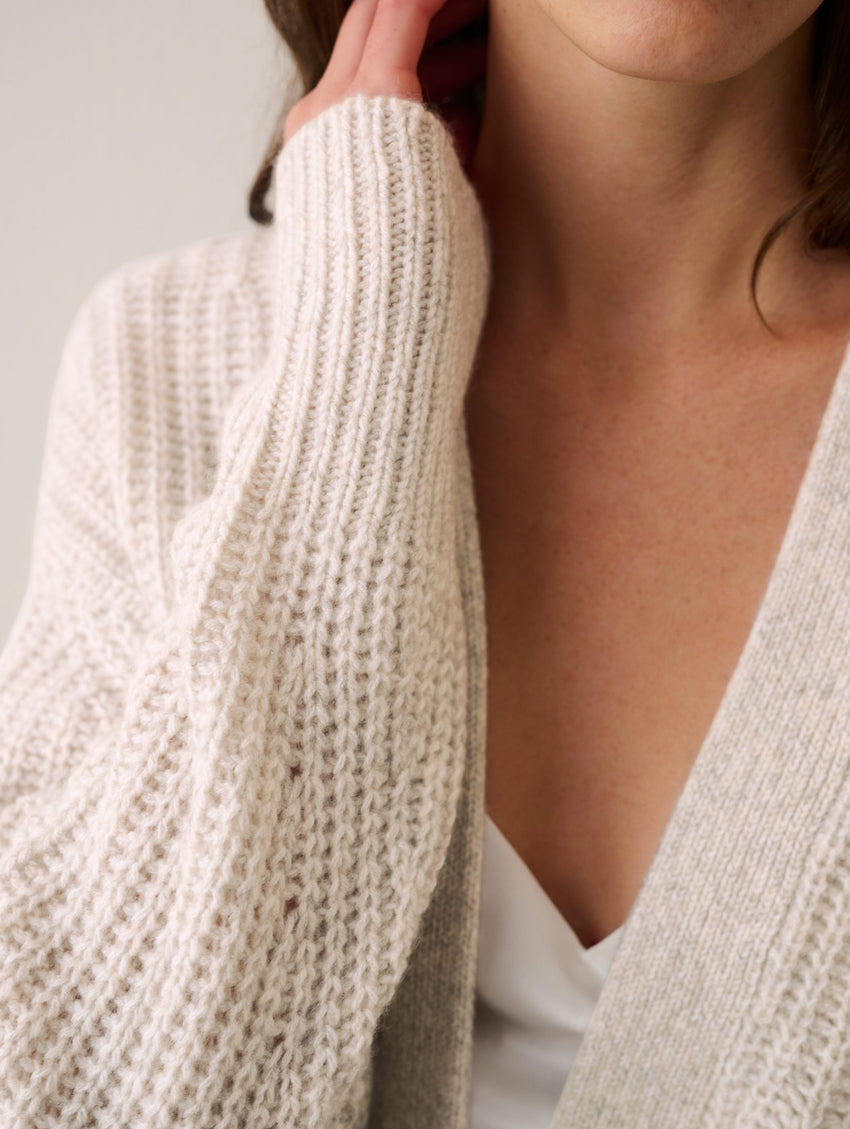 Cashmere Air Spun Ribbed Open Cardigan