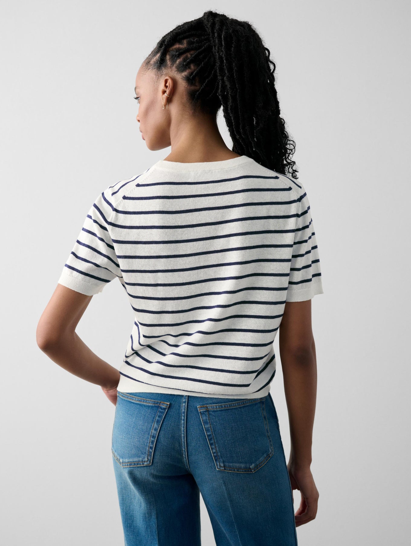 Cotton Hemp Gauze Striped T-Shirt
