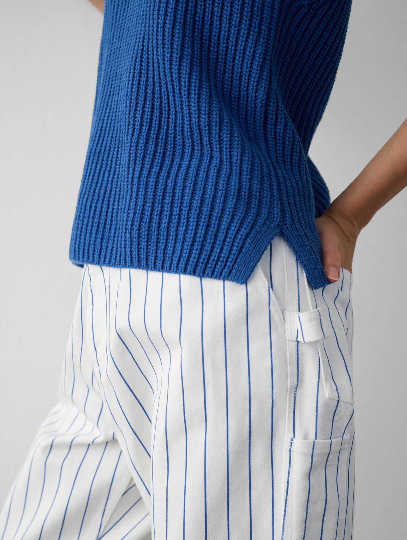 Cotton Tape Sleeveless Ribbed V Neck