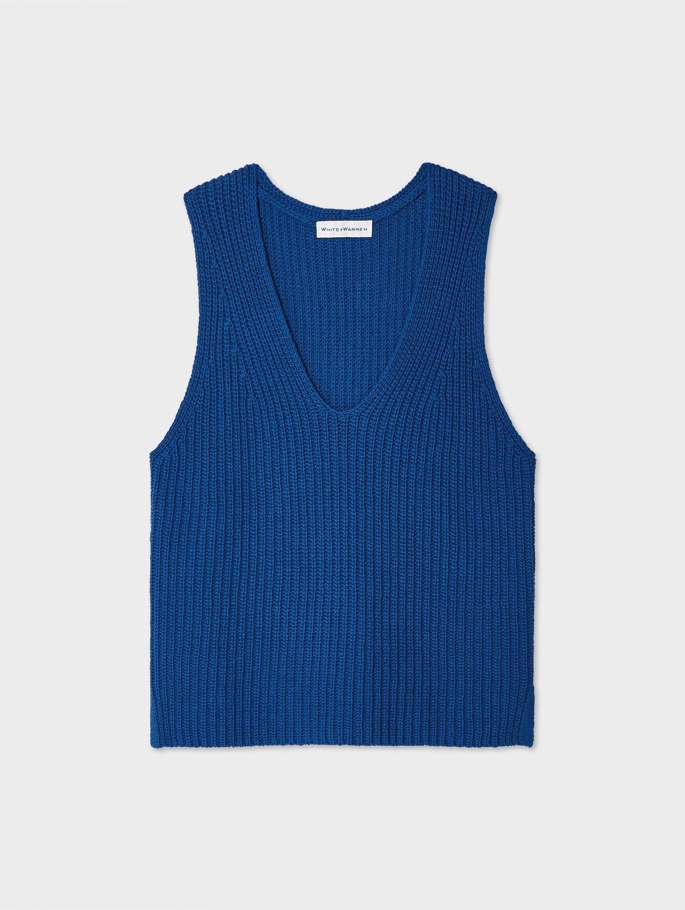 Cotton Tape Sleeveless Ribbed V Neck